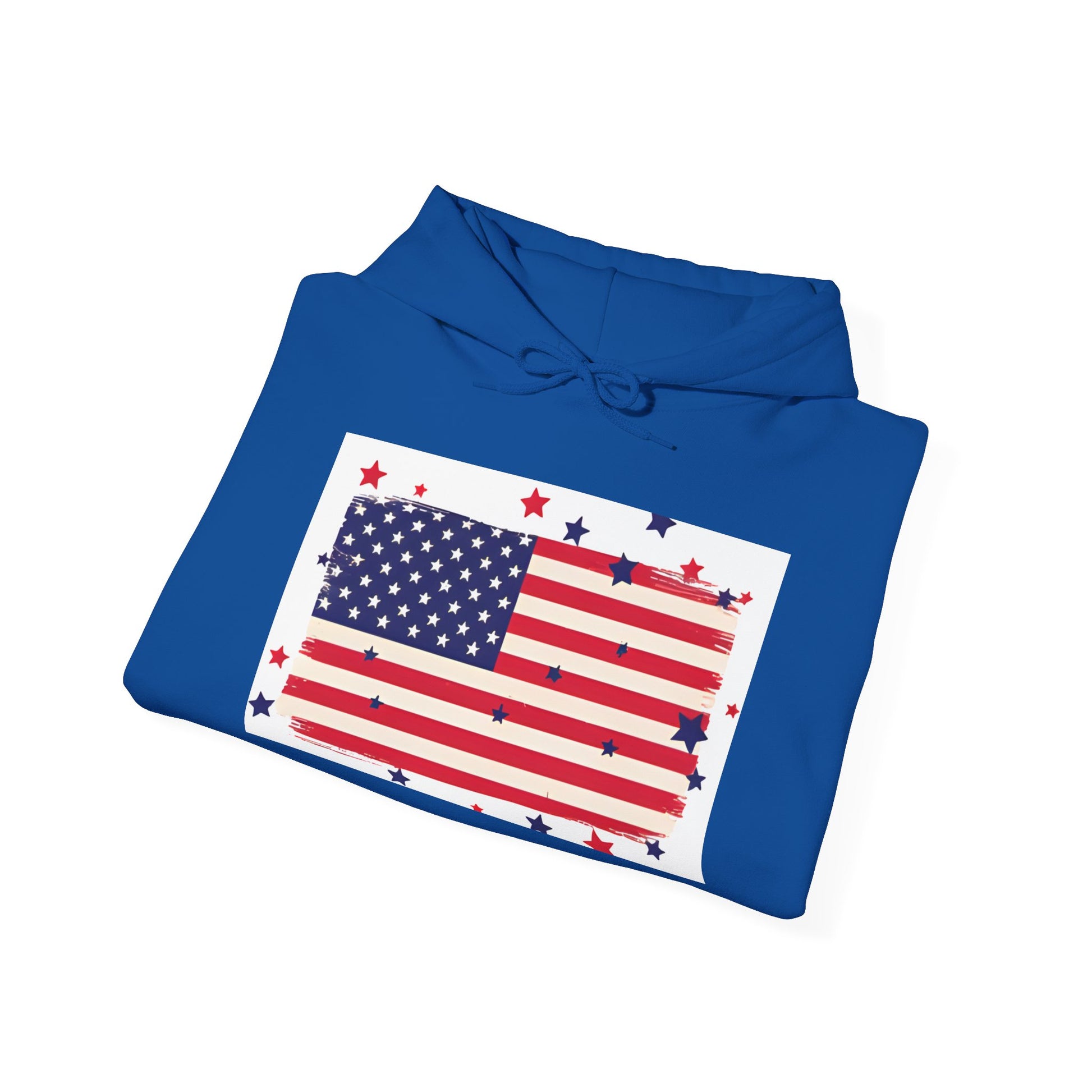 Patriotic Hooded Sweatshirt with Stars and Stripes