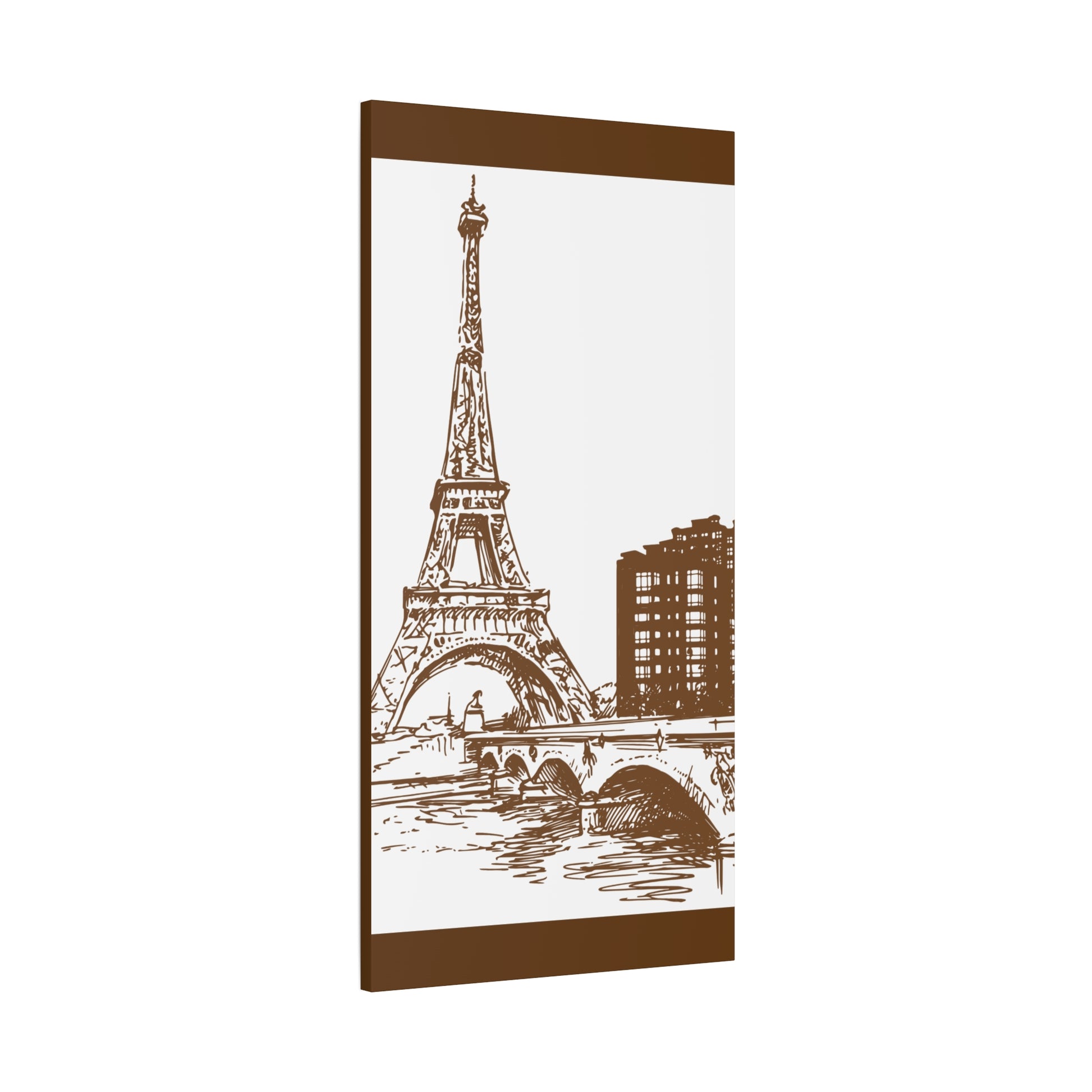 Parisian Dreams Canvas Print, Eiffel Tower Wall Art, Brown Sketch Decor