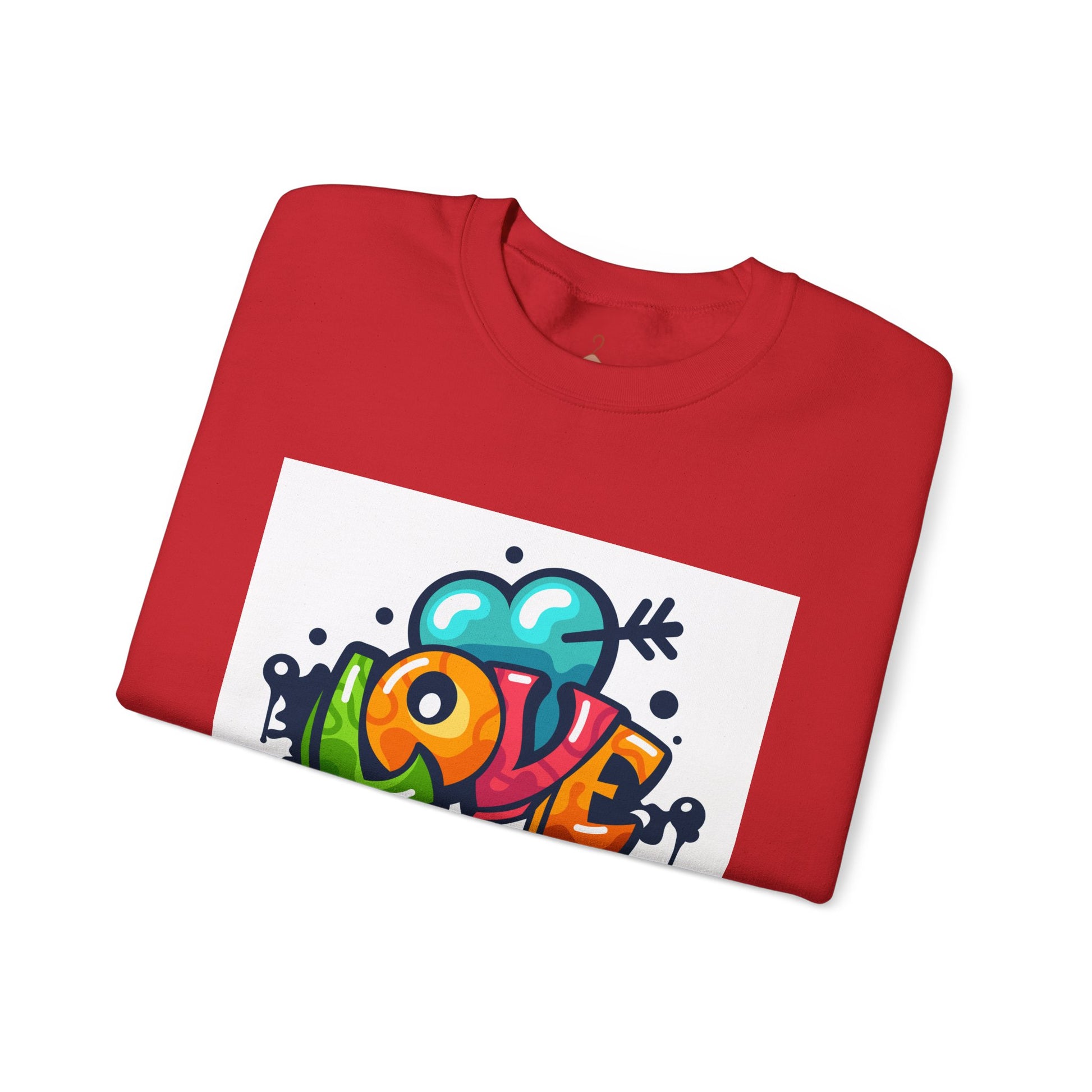 Love Gracias Crewneck Sweatshirt — Colorful Graffiti Heart Thank You Pullover