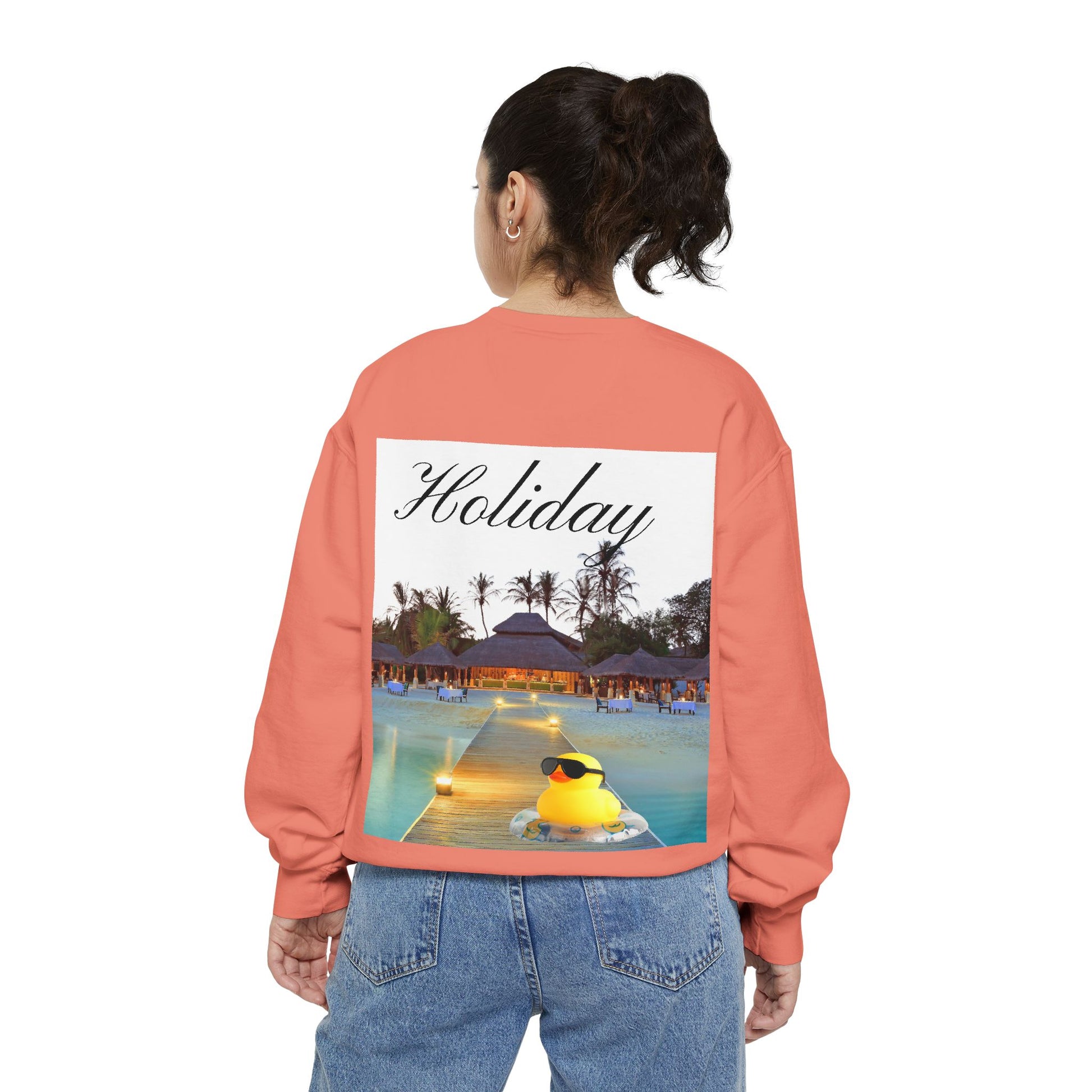 Holiday Rubber Duck Sweatshirt — Tropical Beach Graphic Sweatshirt