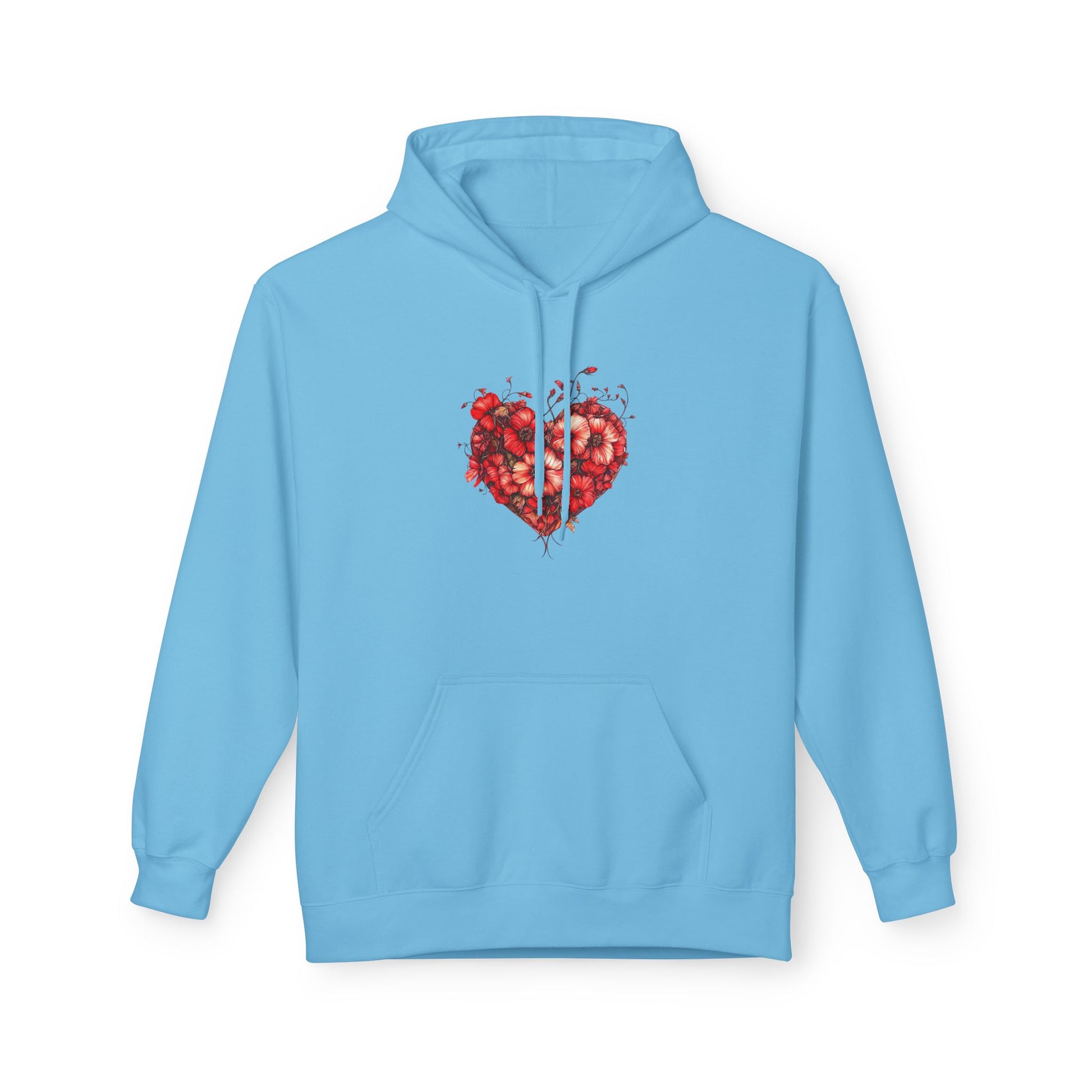 Watercolor Rose Heart Hoodie — Floral Valentine Pullover