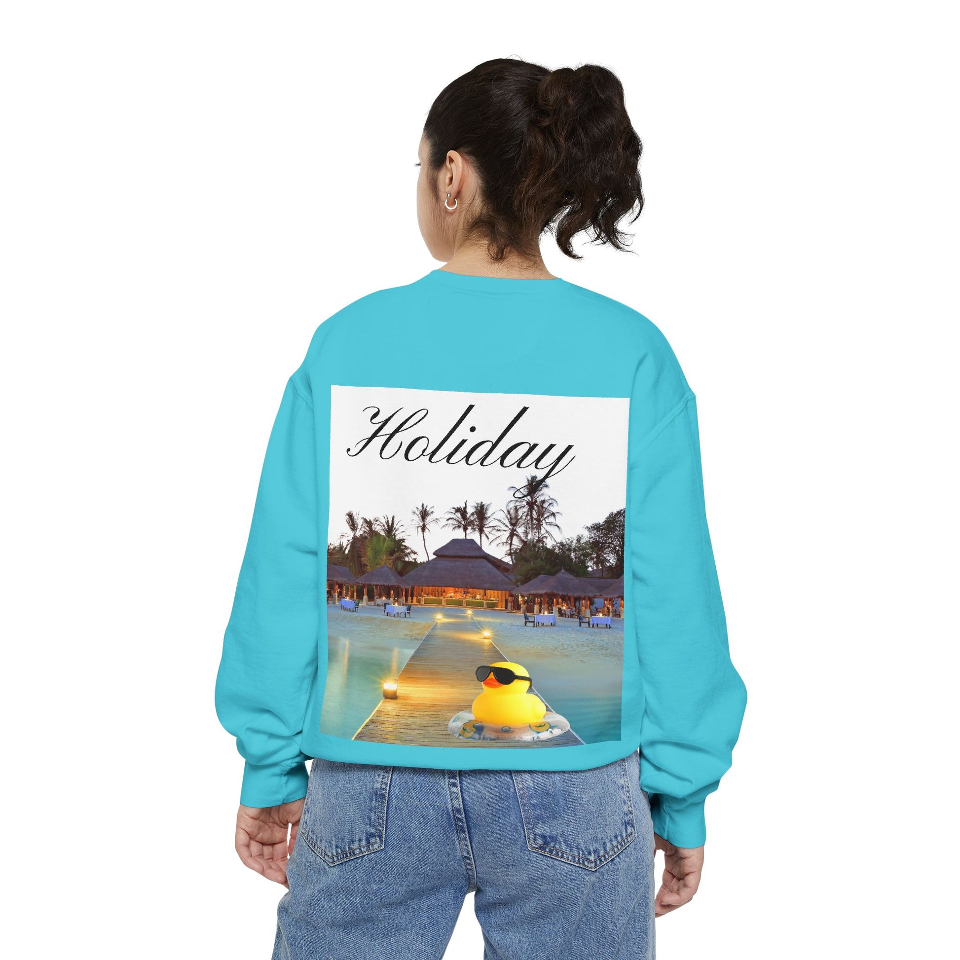 Holiday Rubber Duck Sweatshirt — Tropical Beach Graphic Sweatshirt