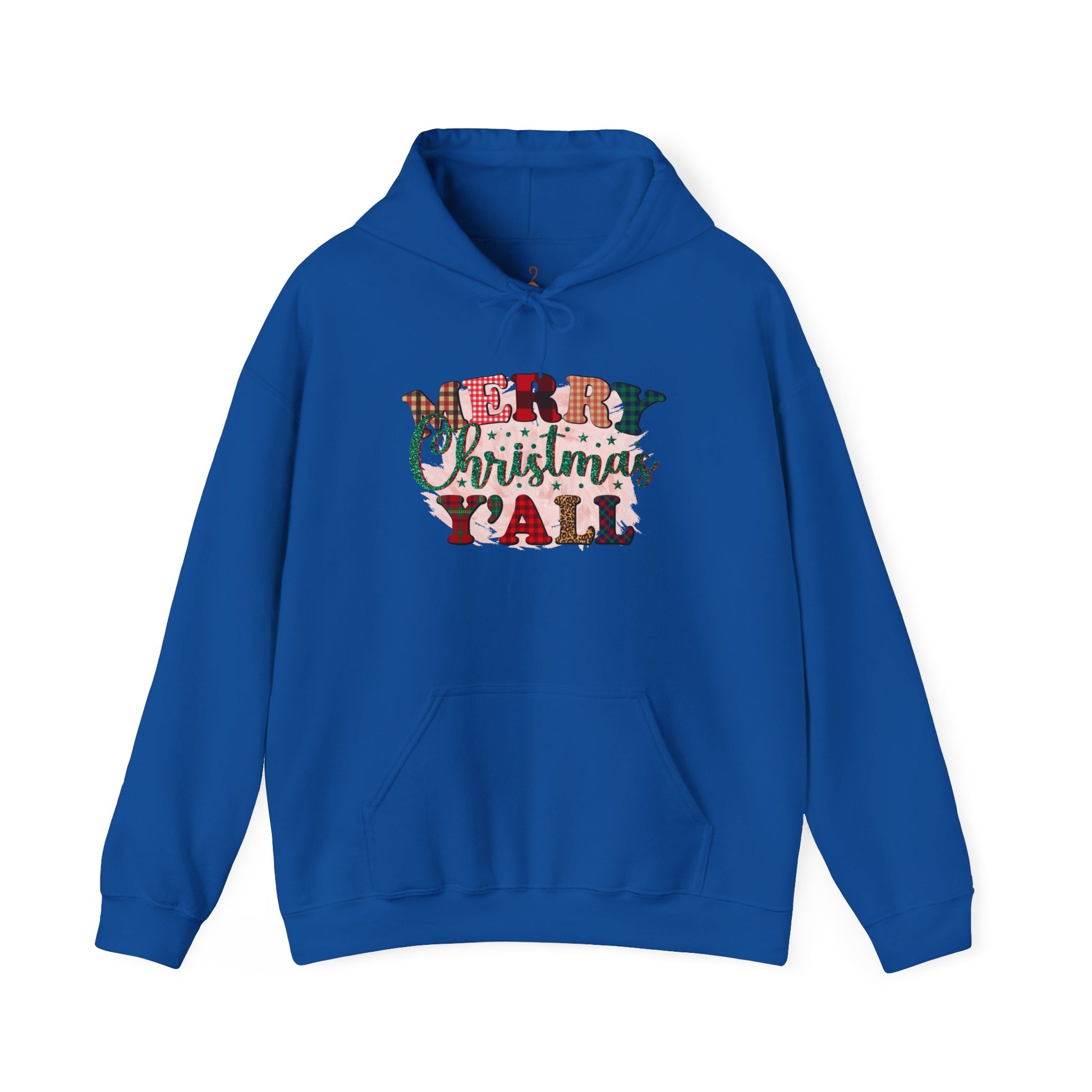 Merry Christmas Y'all Hoodie – Plaid Holiday Graphic Hooded Sweatshirt