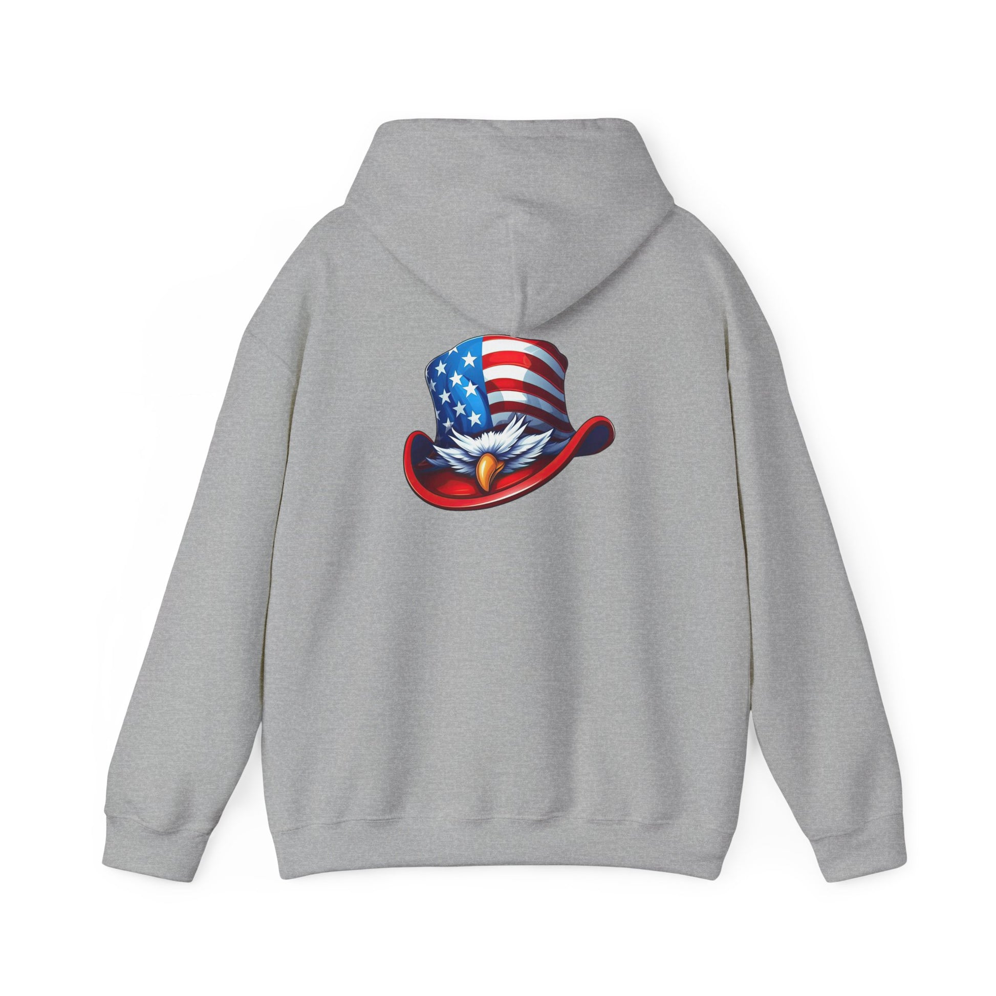 Patriotic Eagle Top Hat Hoodie — American Flag Bald Eagle Graphic Hoodie