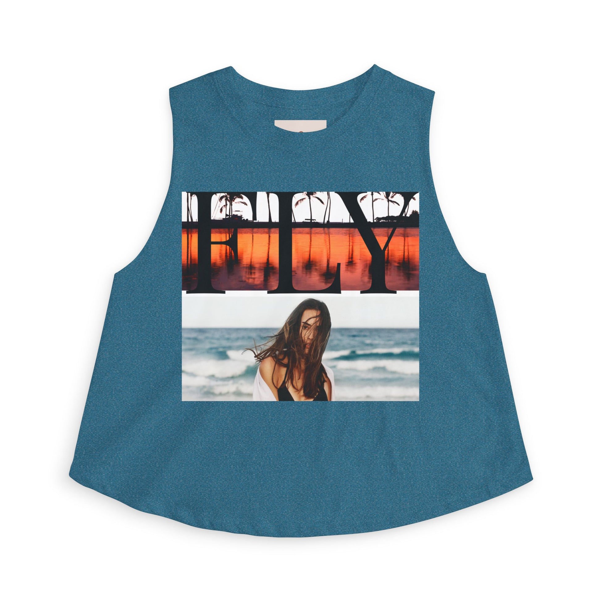 Beach Sunset Photo Crop Top — Women’s Coastal Graphic Tank