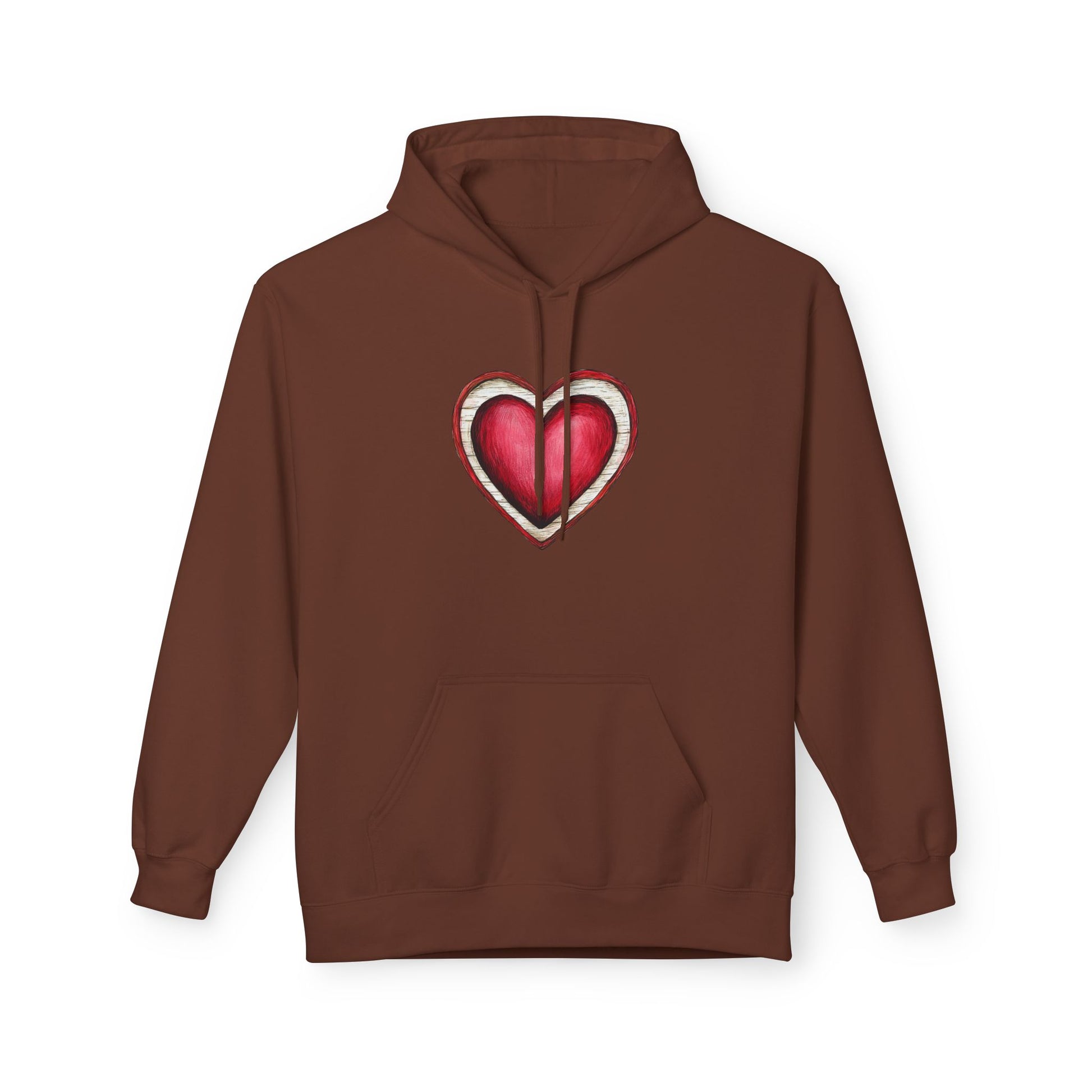 Heart Graphic Hoodie — Vintage Red Heart Chest Design