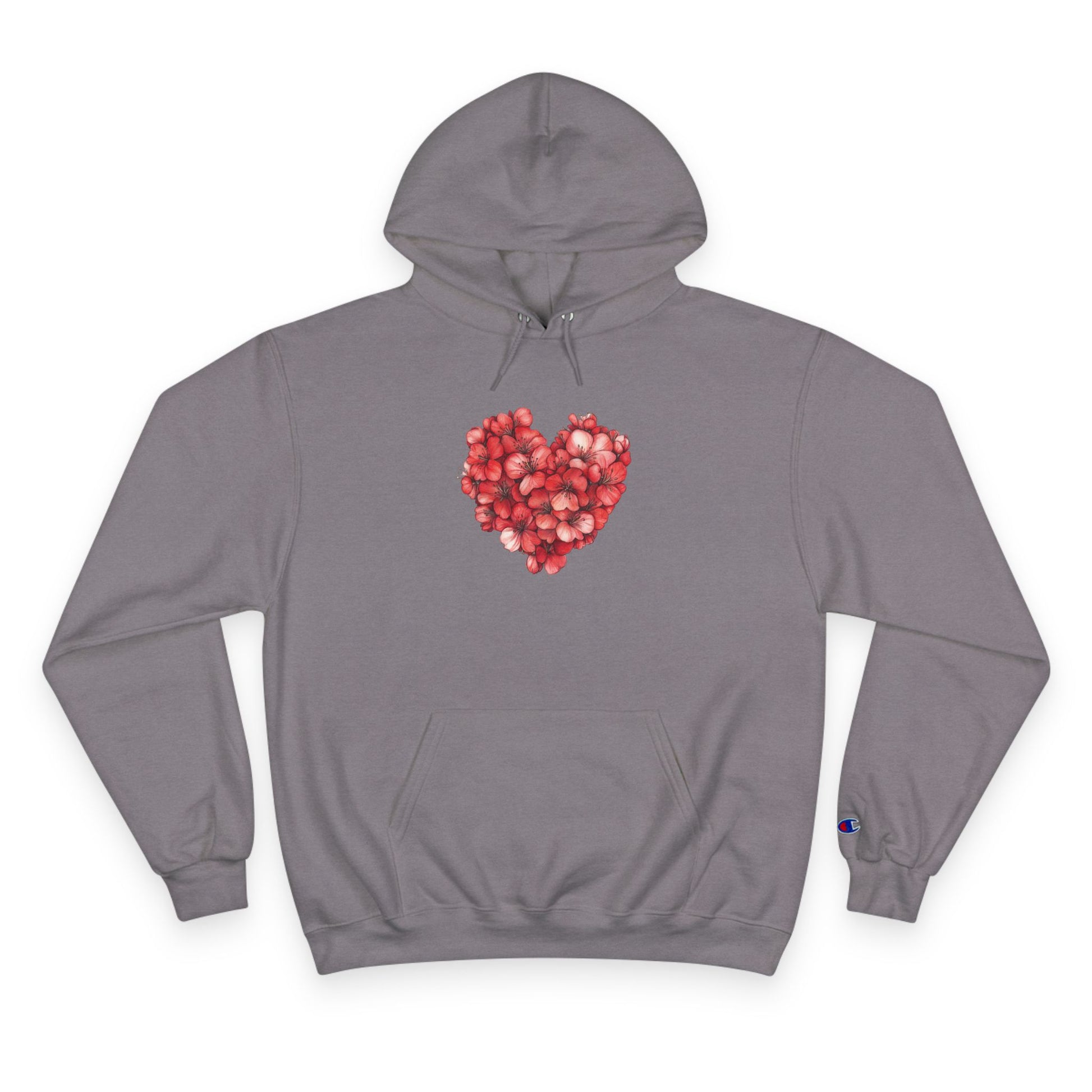 Hoodie — Red Rose Petal Heart Graphic Champion Hoodie