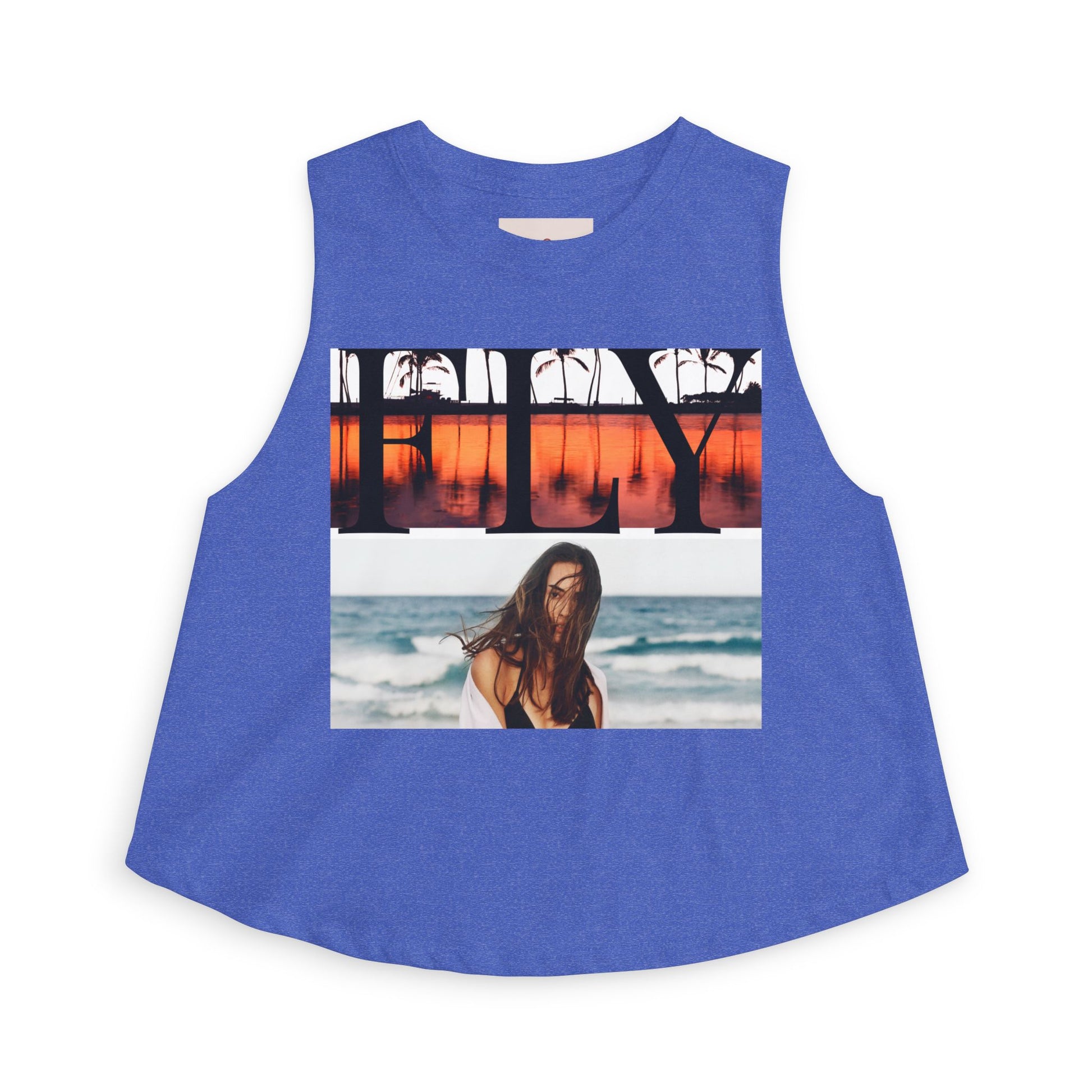 Beach Sunset Photo Crop Top — Women’s Coastal Graphic Tank