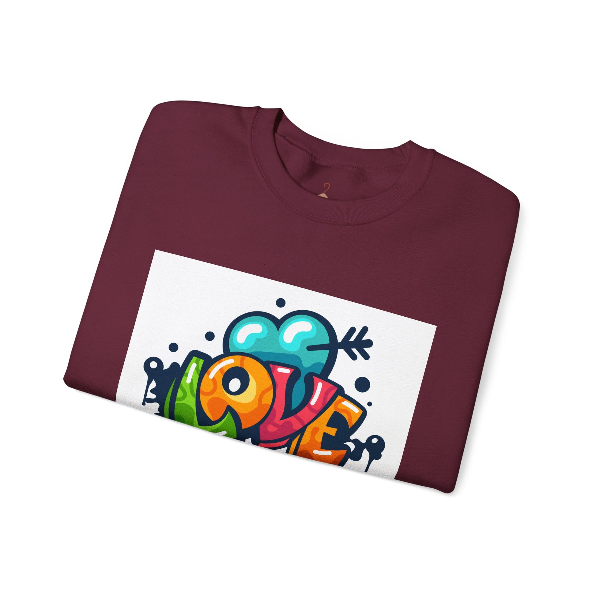 Love Gracias Crewneck Sweatshirt — Colorful Graffiti Heart Thank You Pullover