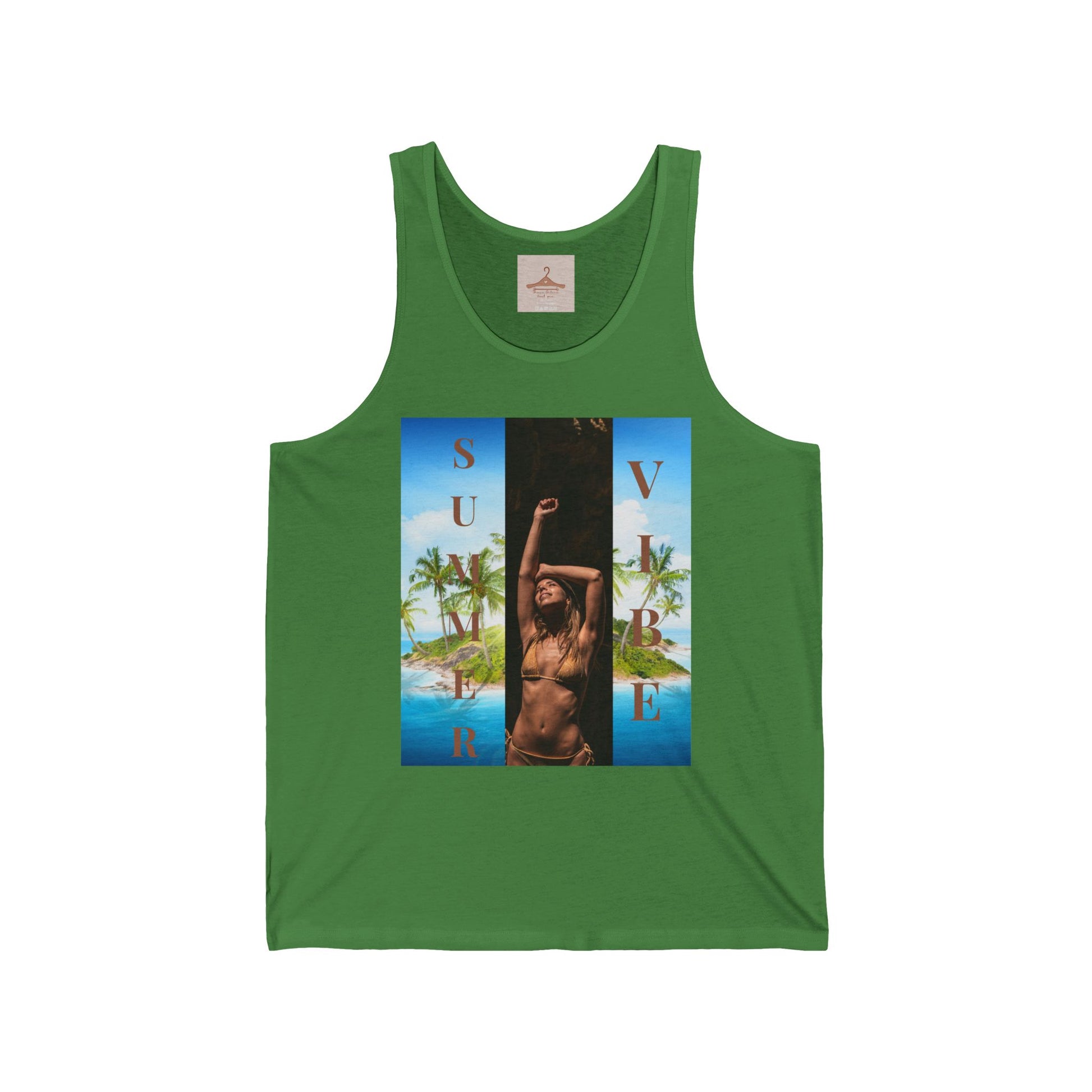 Summer Vibe Tank Top — Tropical Sunset Graphic Tank with 'SUMMER' Text