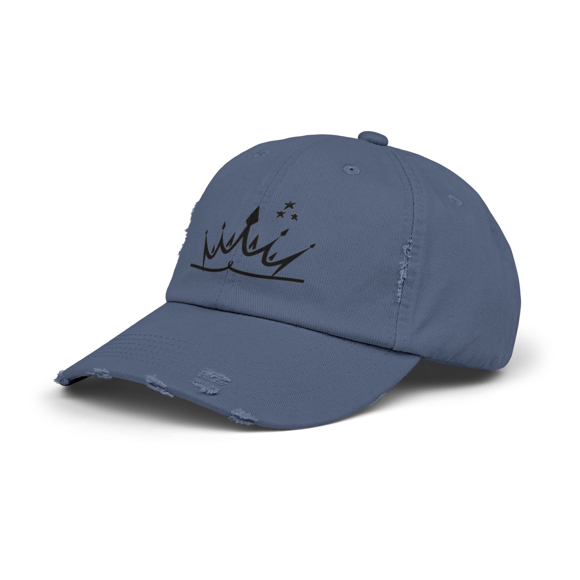 Unisex Distressed Cap with Crown Design