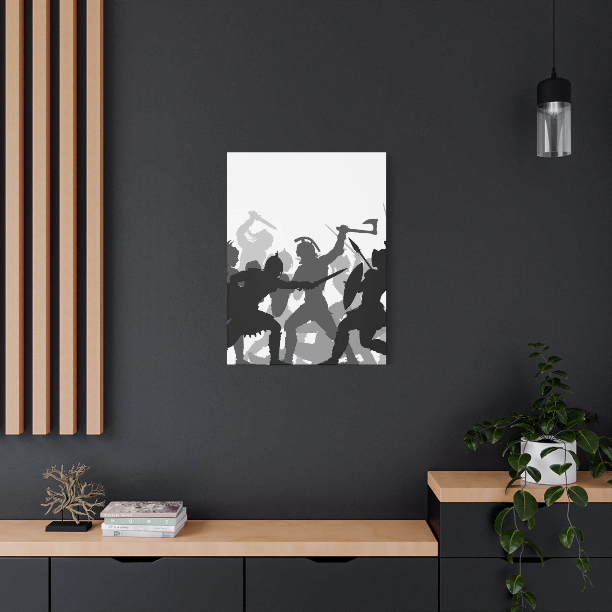 Epic Warrior Battle Matte Canvas Art, Home Decor, Wall Art, Gift for Men, Dramatic Art Decor