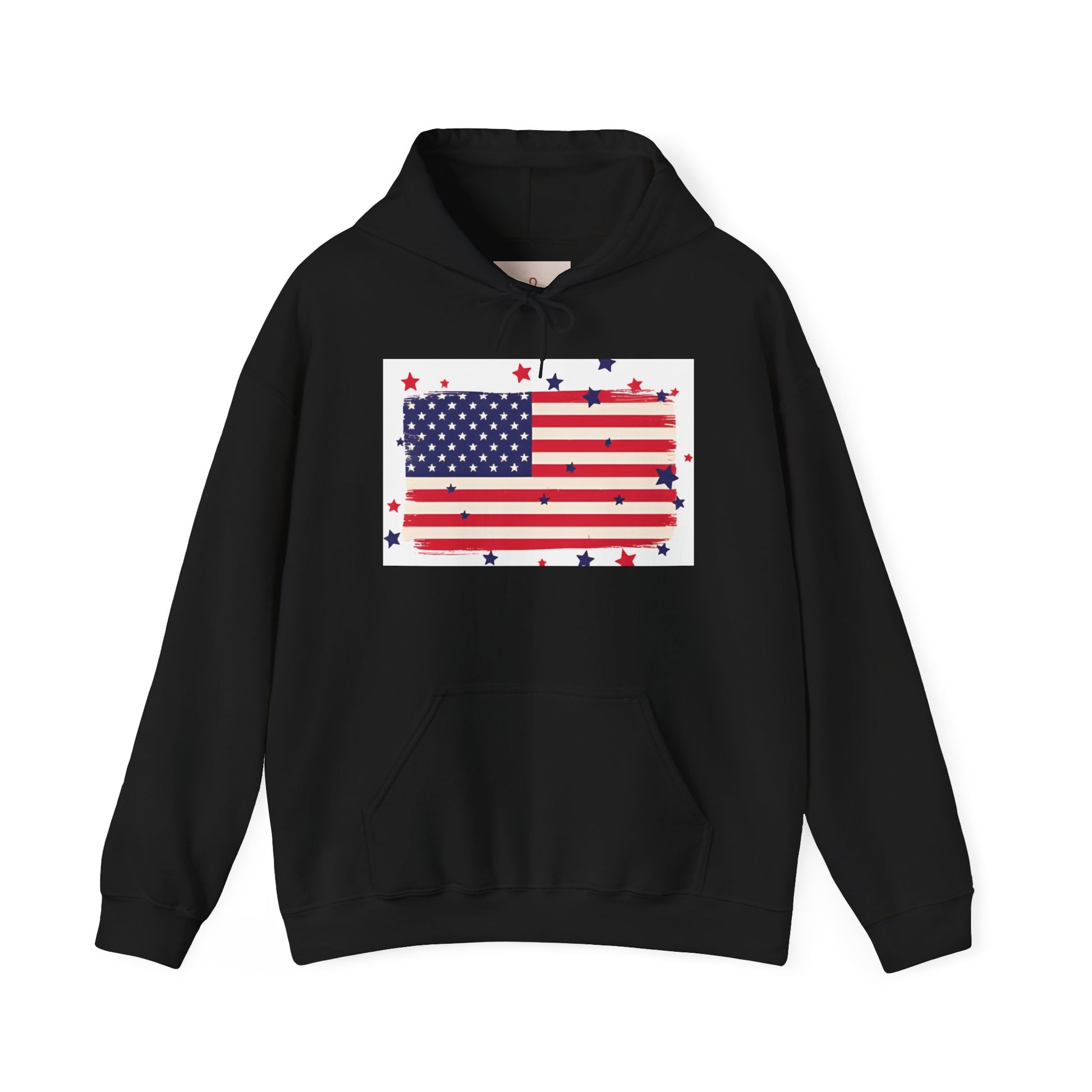 Patriotic Hooded Sweatshirt with Stars and Stripes