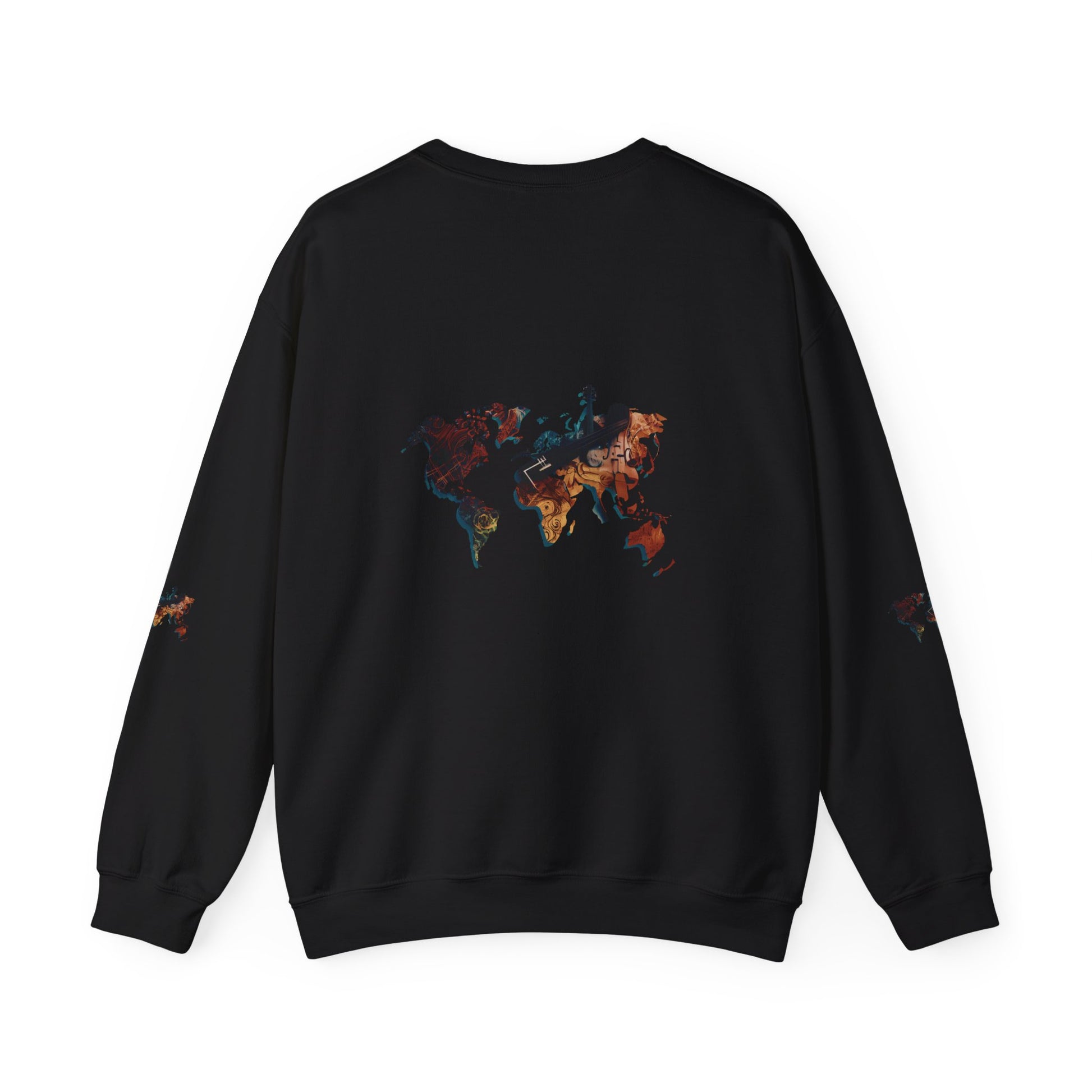 World Map Marble Crewneck Sweatshirt — Artistic Travel Map Pullover