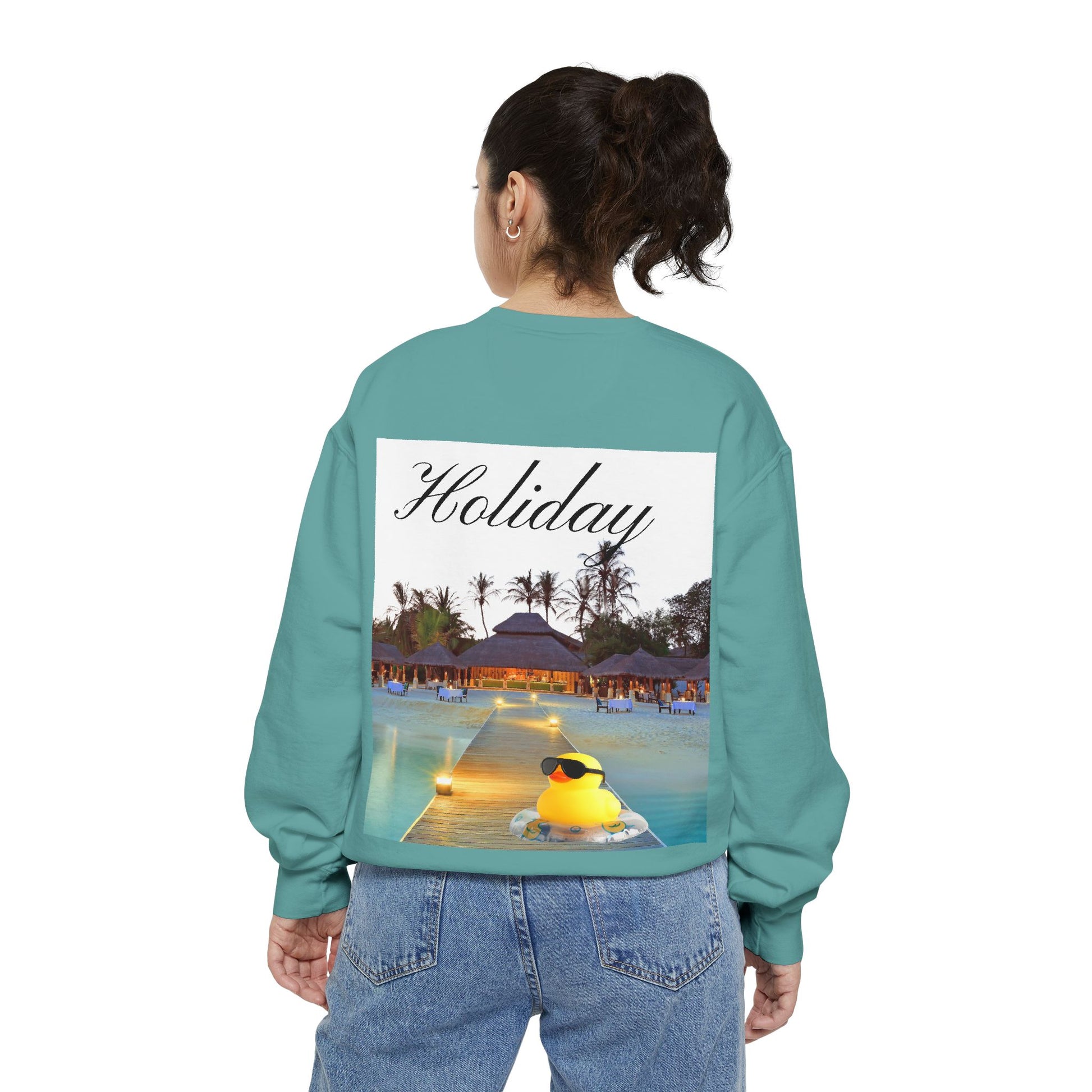 Holiday Rubber Duck Sweatshirt — Tropical Beach Graphic Sweatshirt