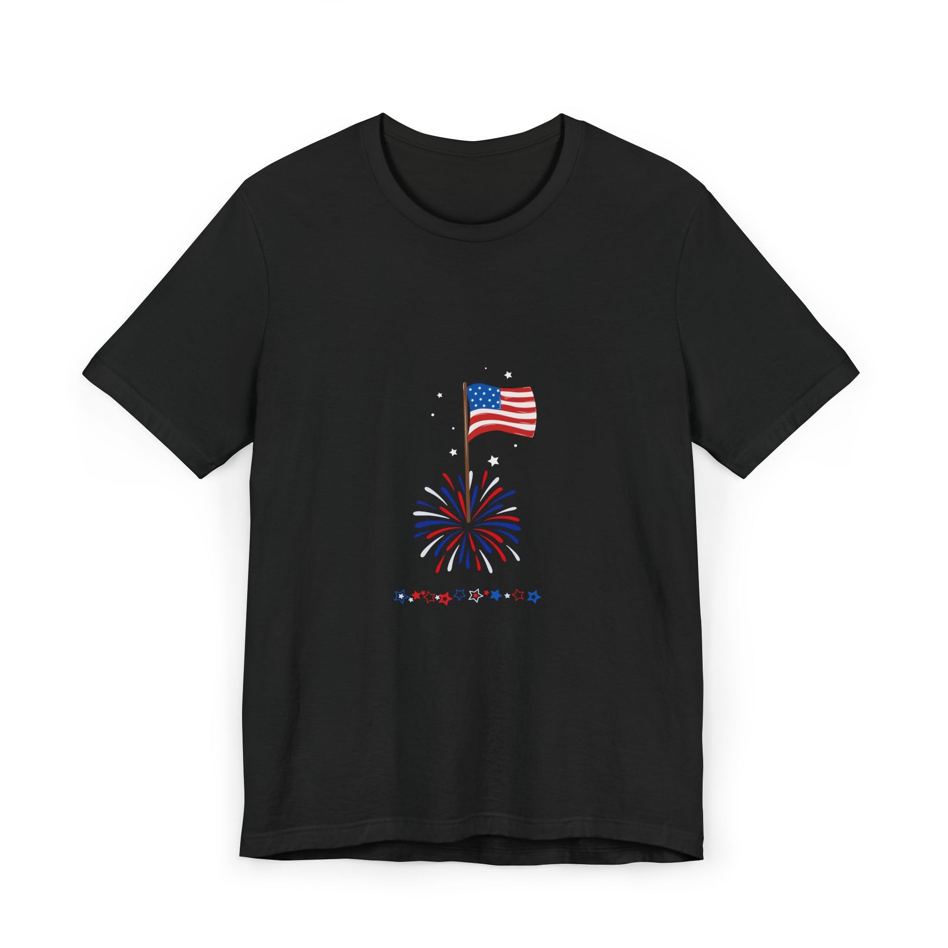 Patriotic Flag & Fireworks T-Shirt — 4th of July American Pride Tee