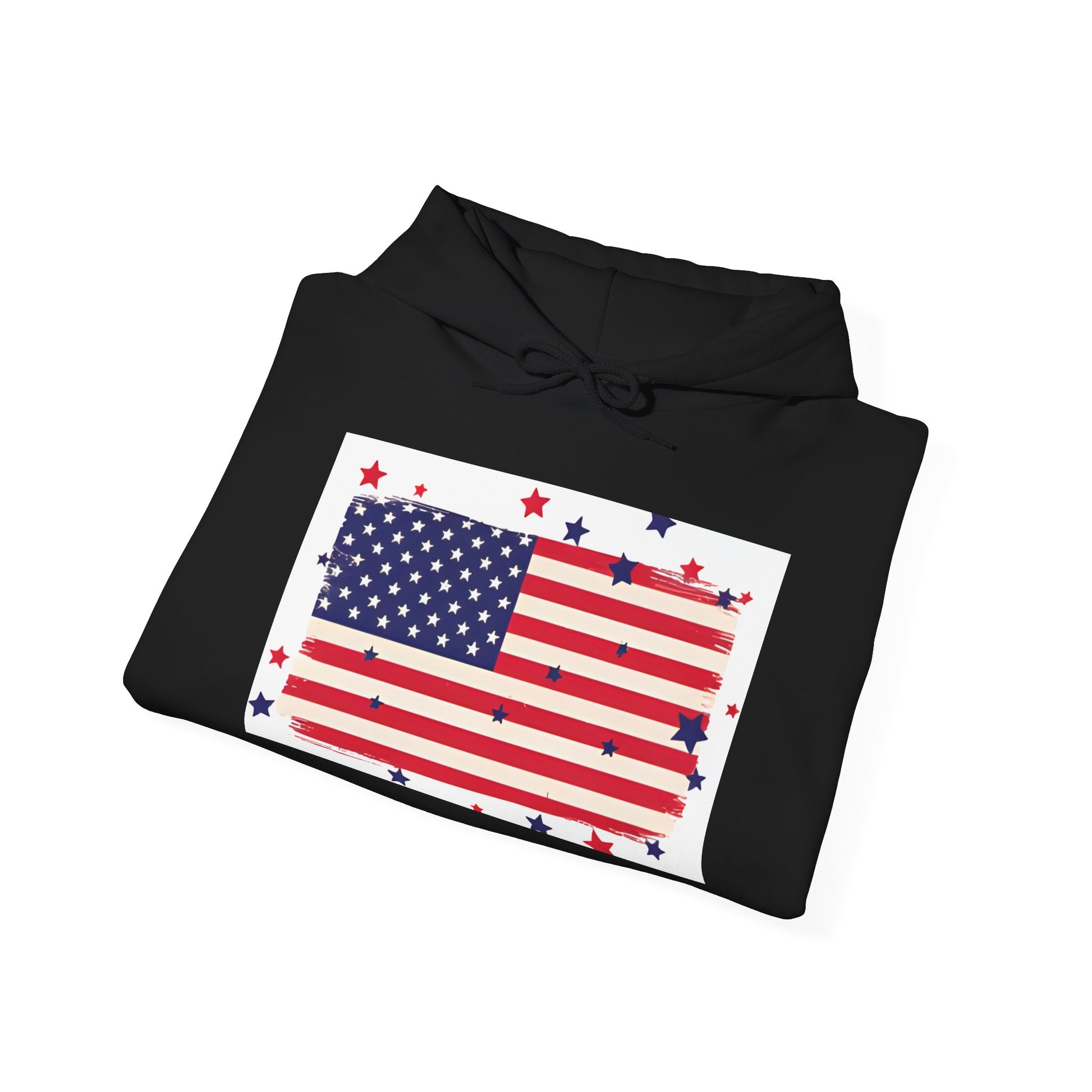Patriotic Hooded Sweatshirt with Stars and Stripes