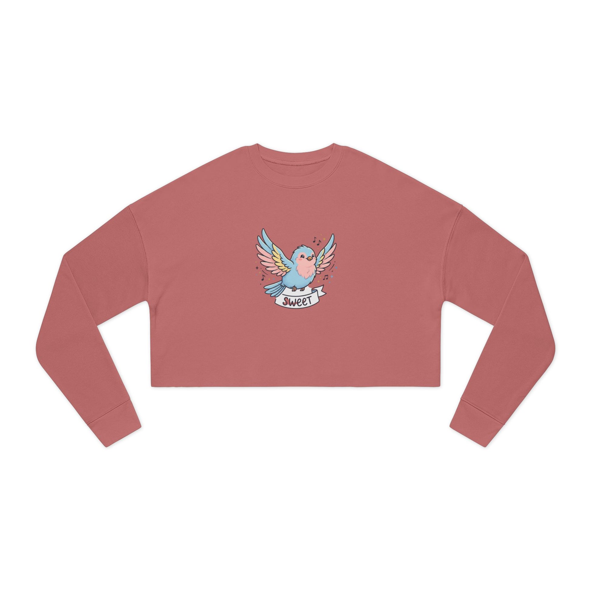 Sweet Bird Cropped Sweatshirt — Cute Pastel Dove Graphic for Women