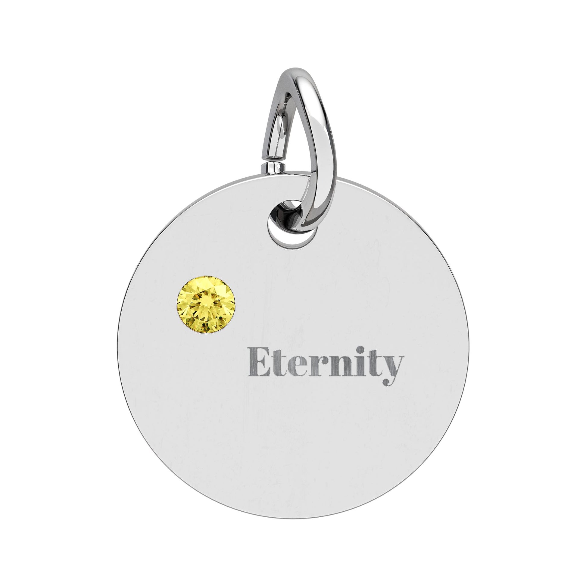 Engravable Birthstone Circle Charm — Personalized 'Eternity' Pendant