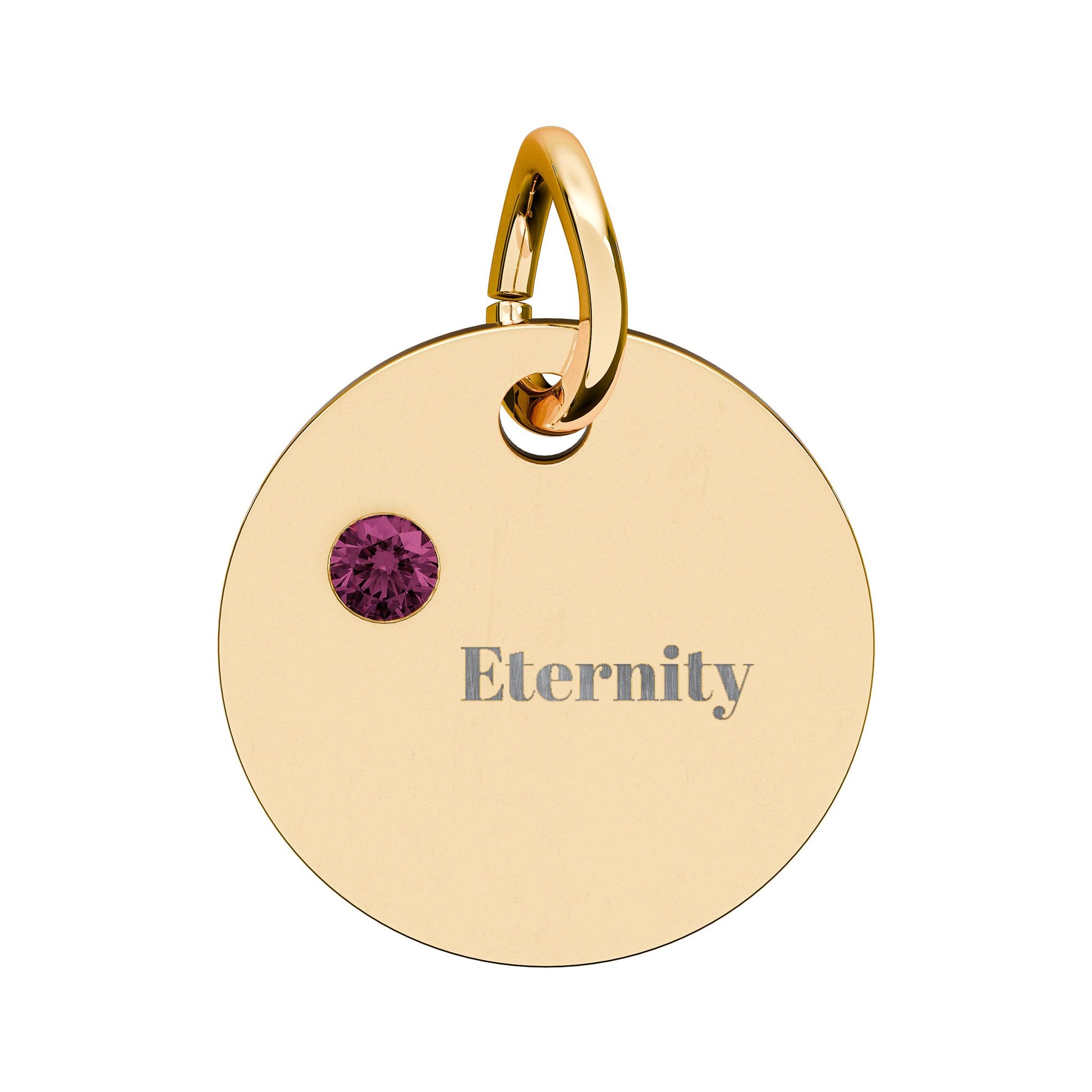 Engravable Birthstone Circle Charm — Personalized 'Eternity' Pendant