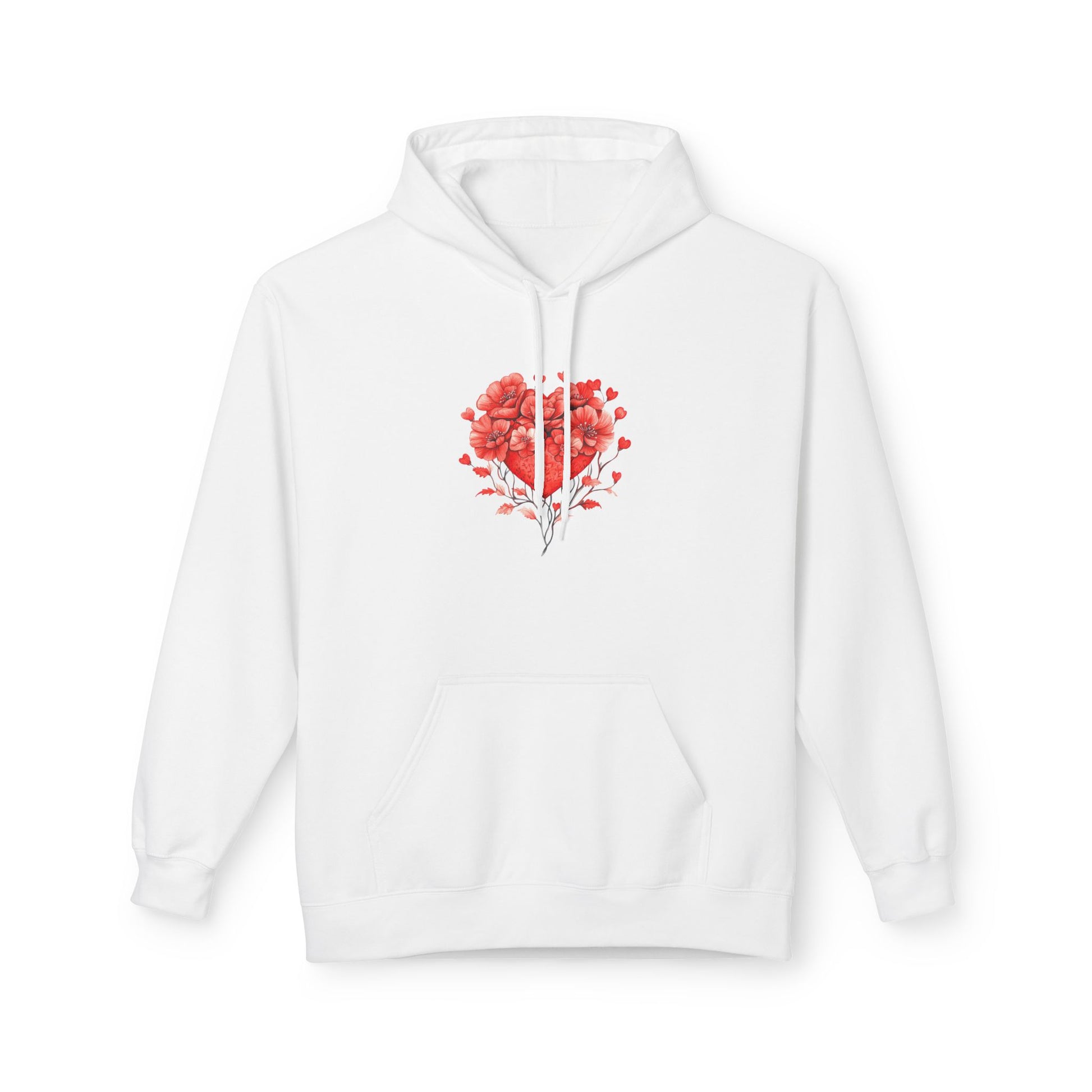 Heart of Roses Hoodie — Floral Heart Graphic Sweatshirt for Valentine's Day