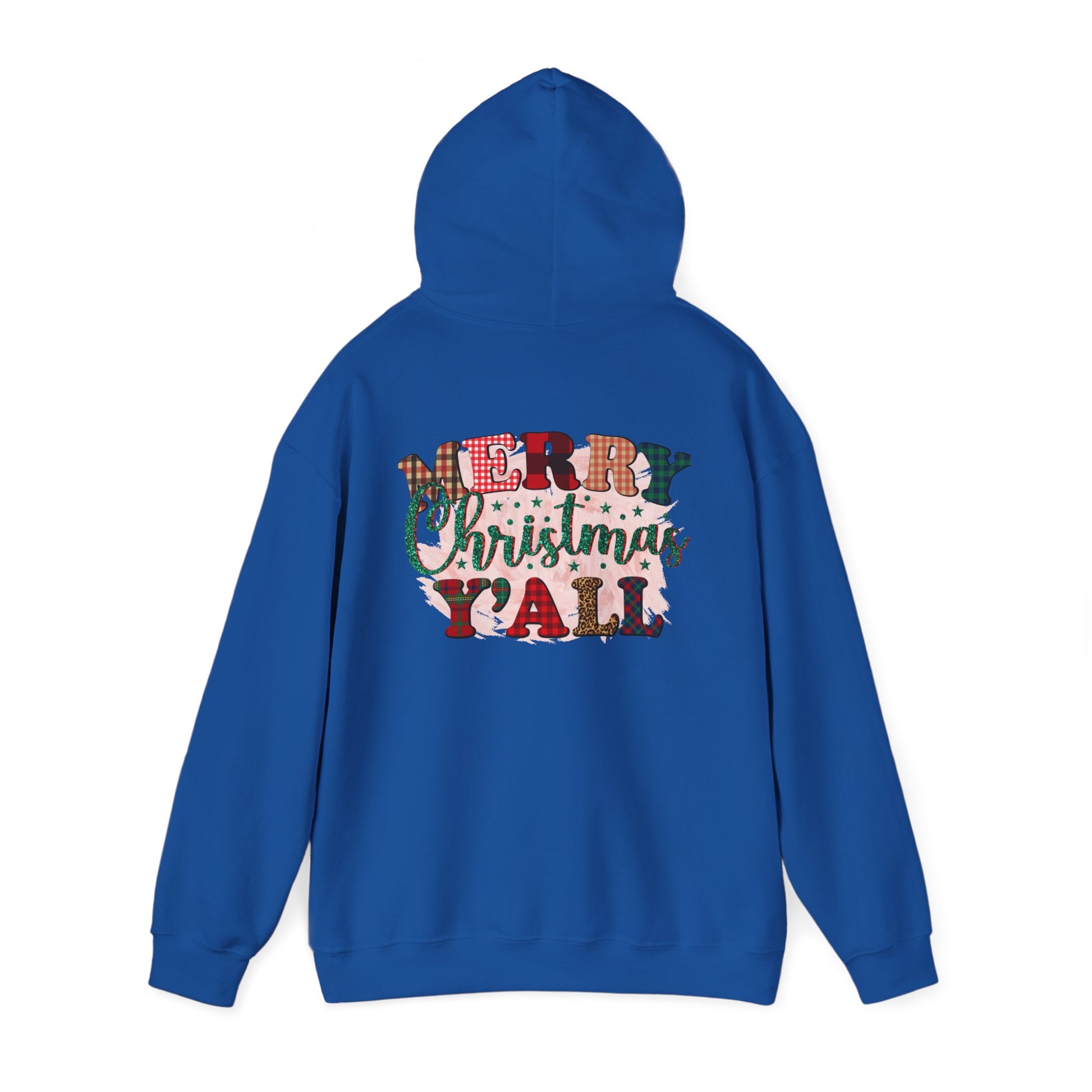 Merry Christmas Y'all Hoodie – Plaid Holiday Graphic Hooded Sweatshirt