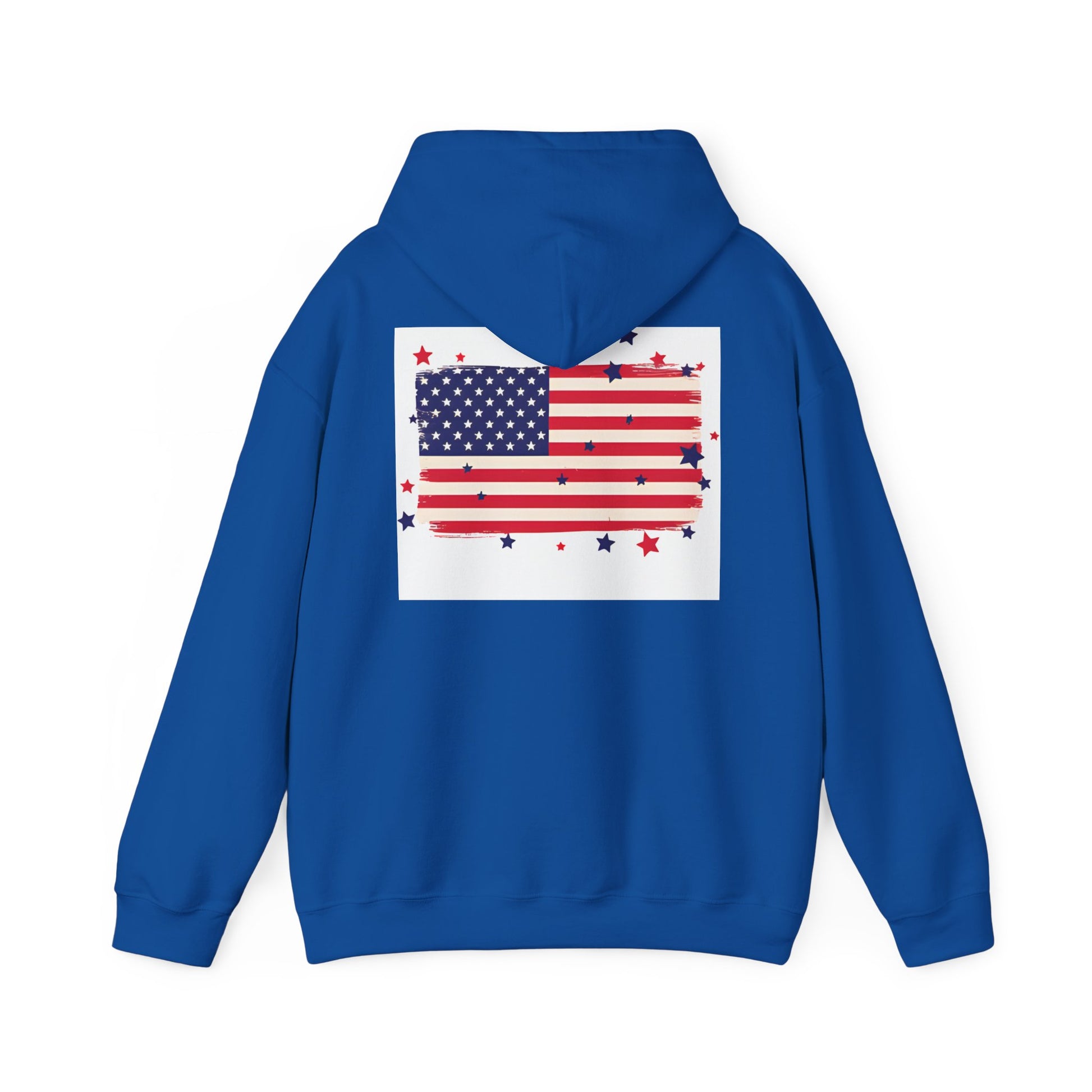 Patriotic Hooded Sweatshirt with Stars and Stripes