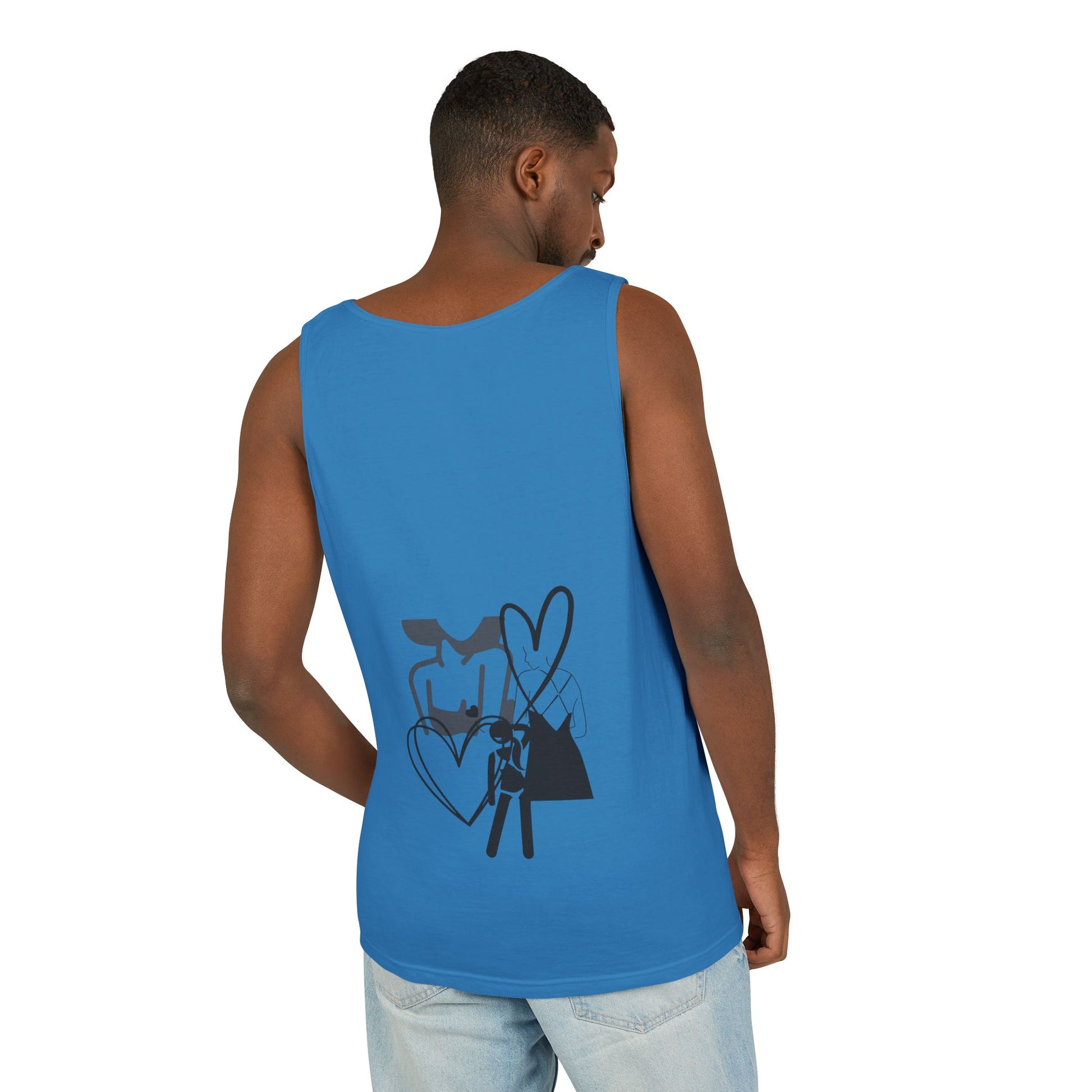 Abstract Love Graphic Tank Top — Minimalist Couple Heart Artwork