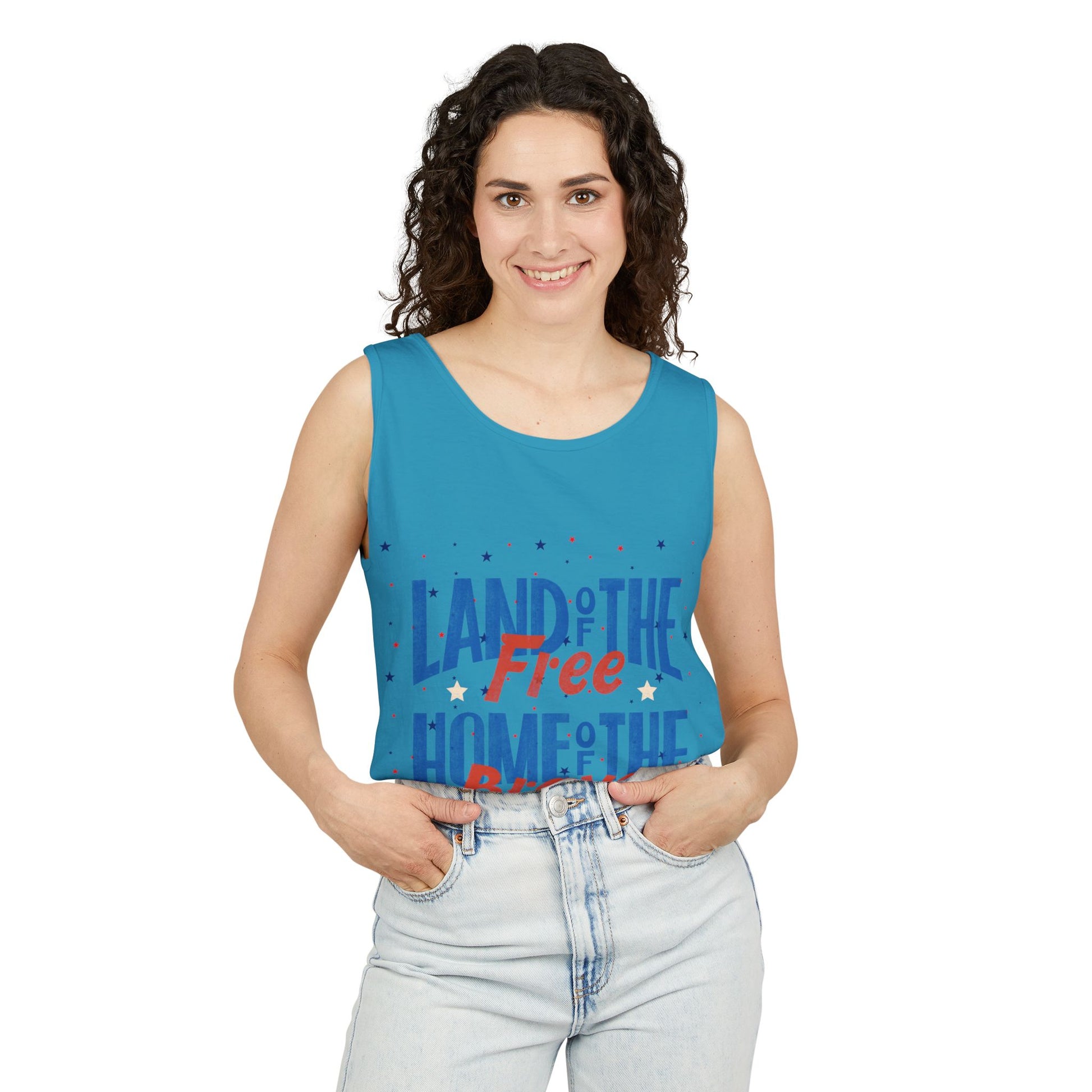 Patriotic "Land of the Free, Home of the Brave" Tank Top