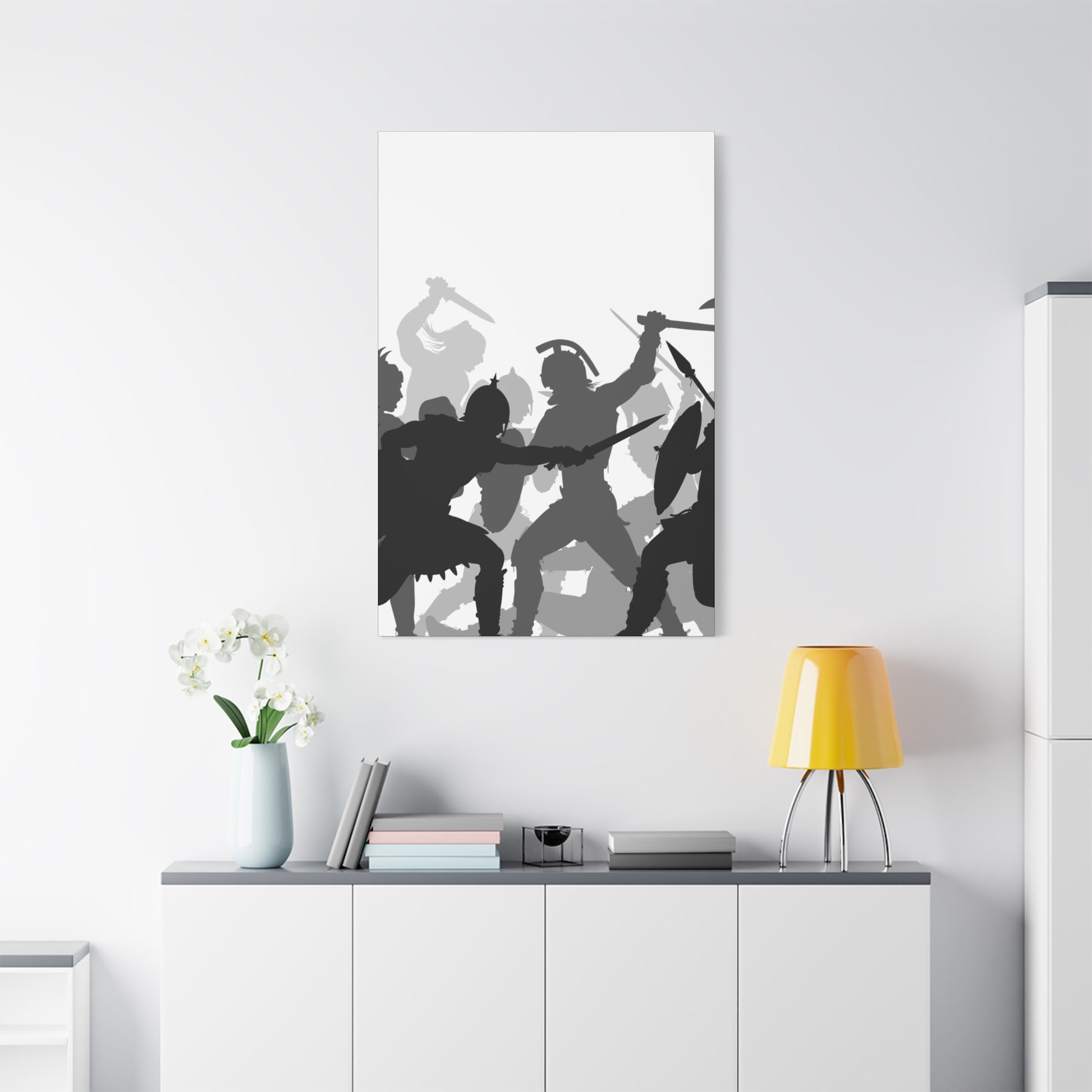 Epic Warrior Battle Matte Canvas Art, Home Decor, Wall Art, Gift for Men, Dramatic Art Decor