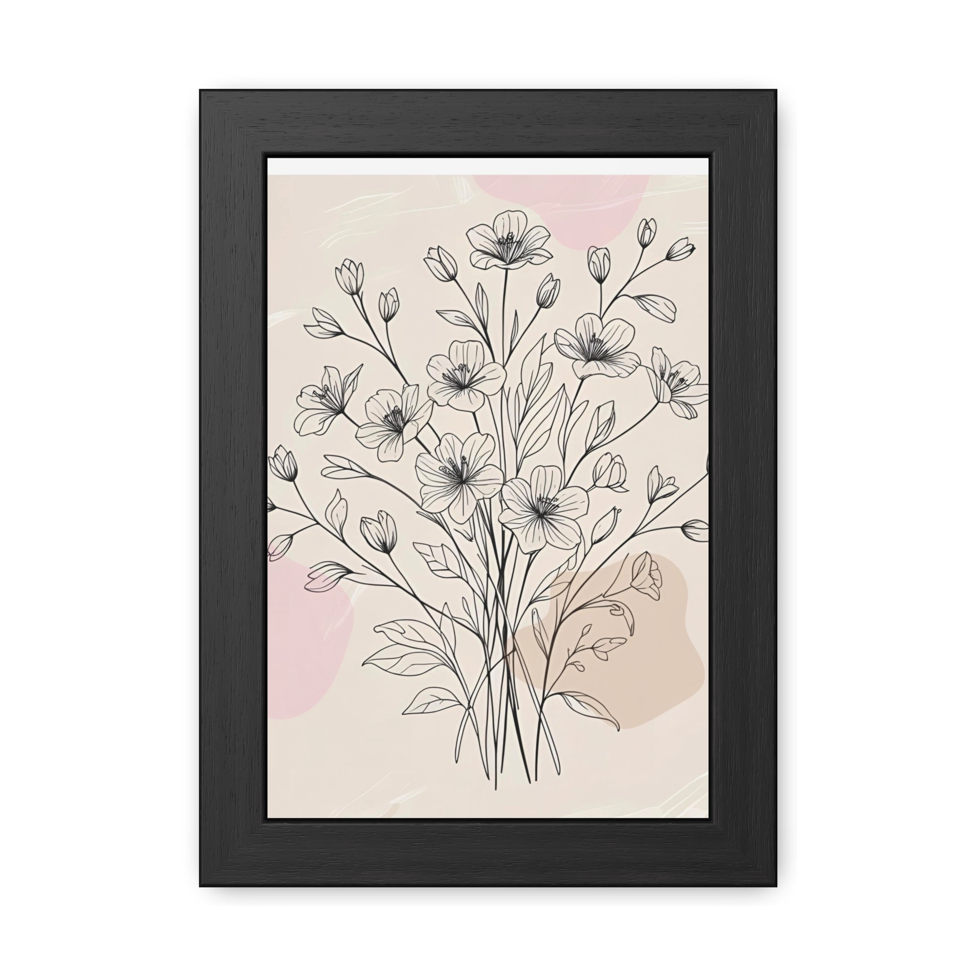 Elegant Floral Framed Poster, Minimalist Design