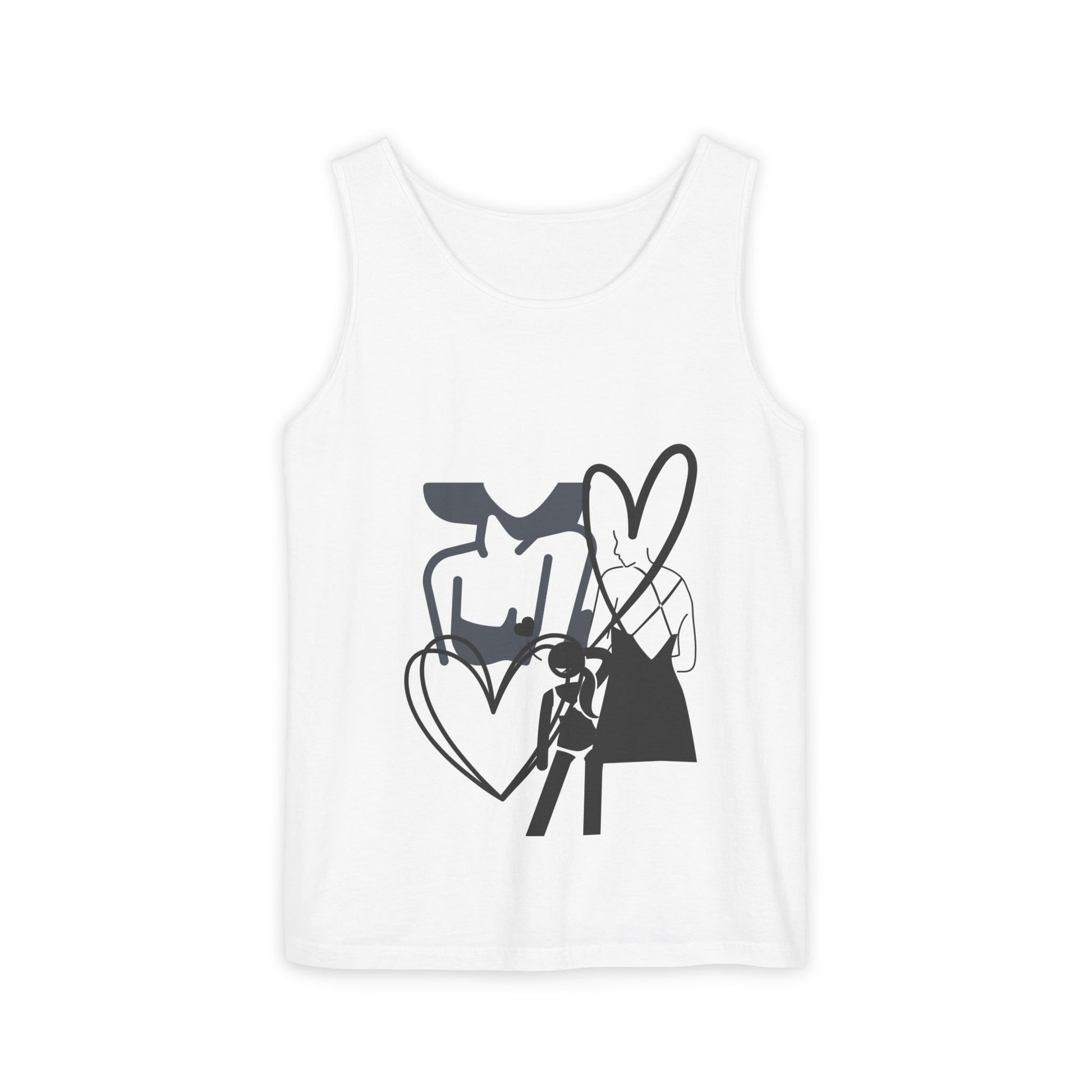 Abstract Love Graphic Tank Top — Minimalist Couple Heart Artwork