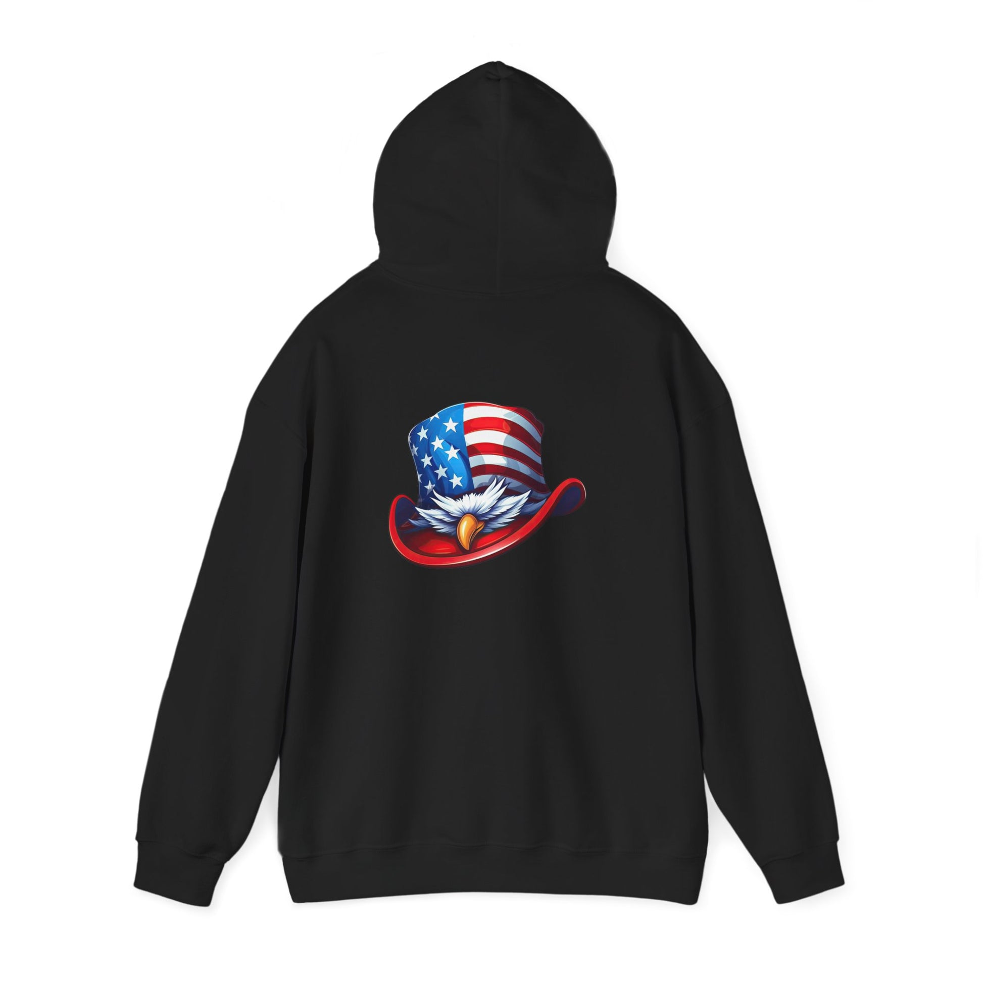 Patriotic Eagle Top Hat Hoodie — American Flag Bald Eagle Graphic Hoodie
