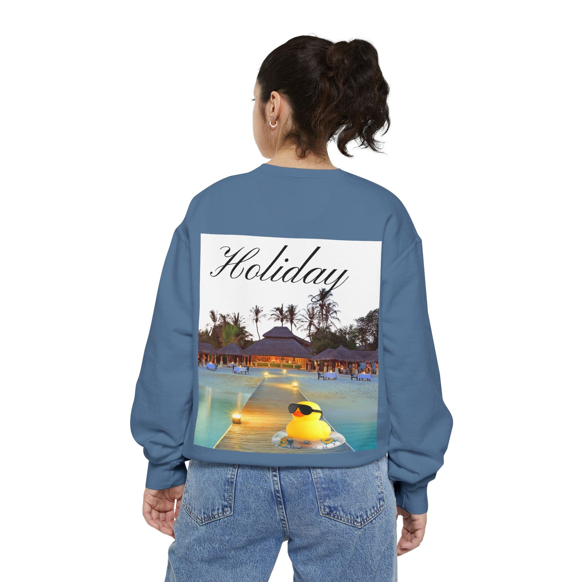 Holiday Rubber Duck Sweatshirt — Tropical Beach Graphic Sweatshirt