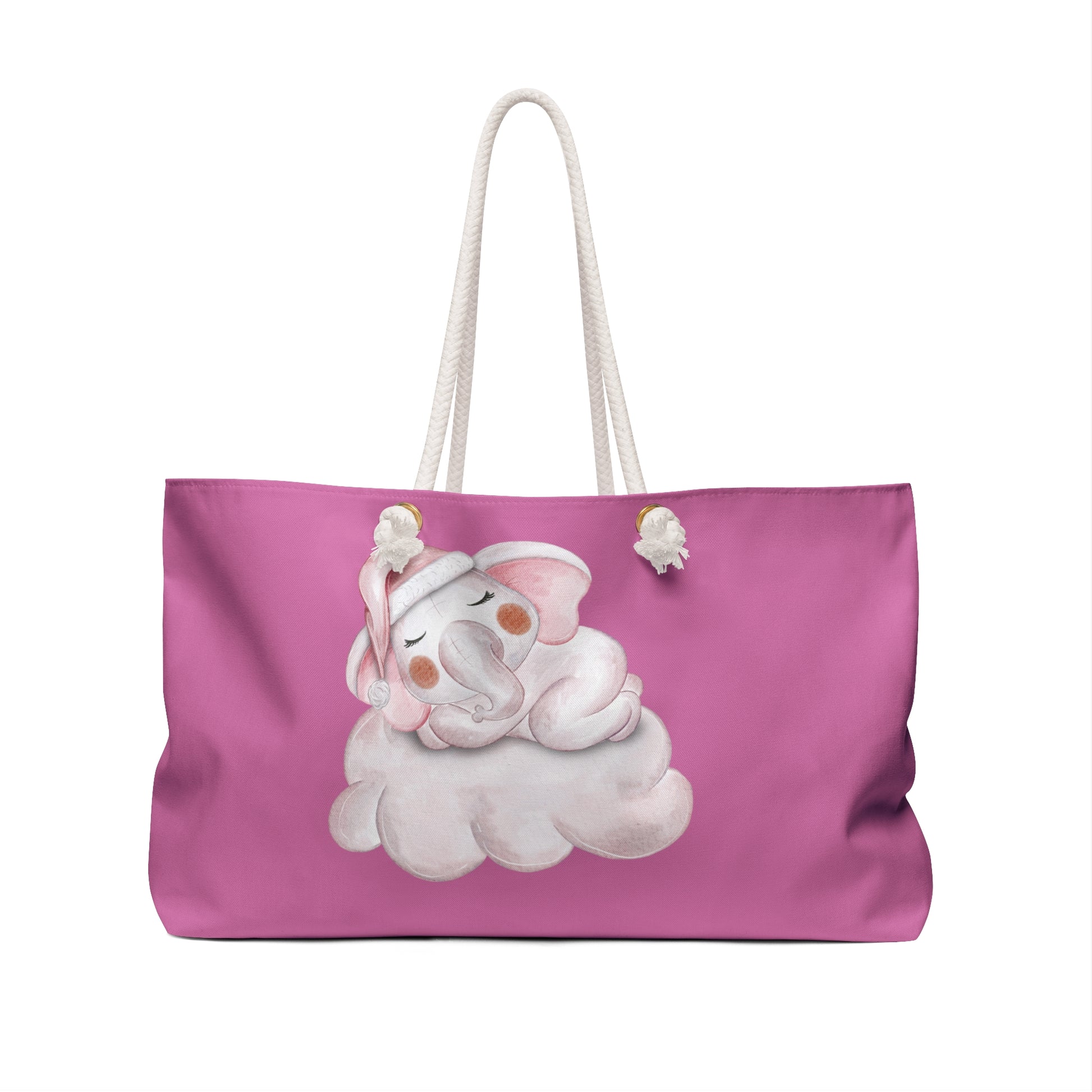 Cozy Elephant Weekender Bag | Cute Travel Tote, Weekend Getaway Bag, Animal Lover Gift, Pink Portable Bag