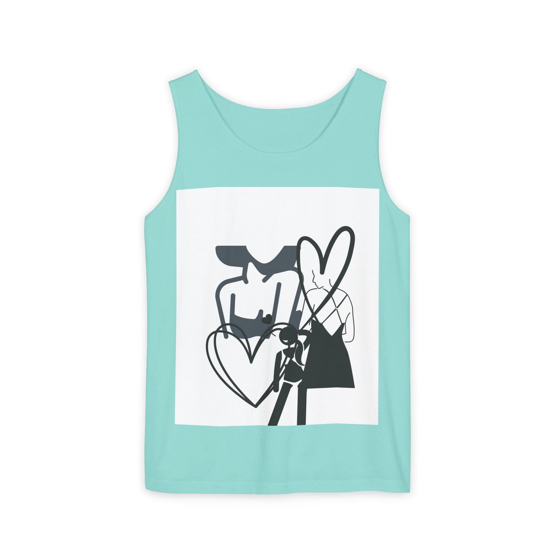 Abstract Love Graphic Tank Top — Minimalist Couple Heart Artwork