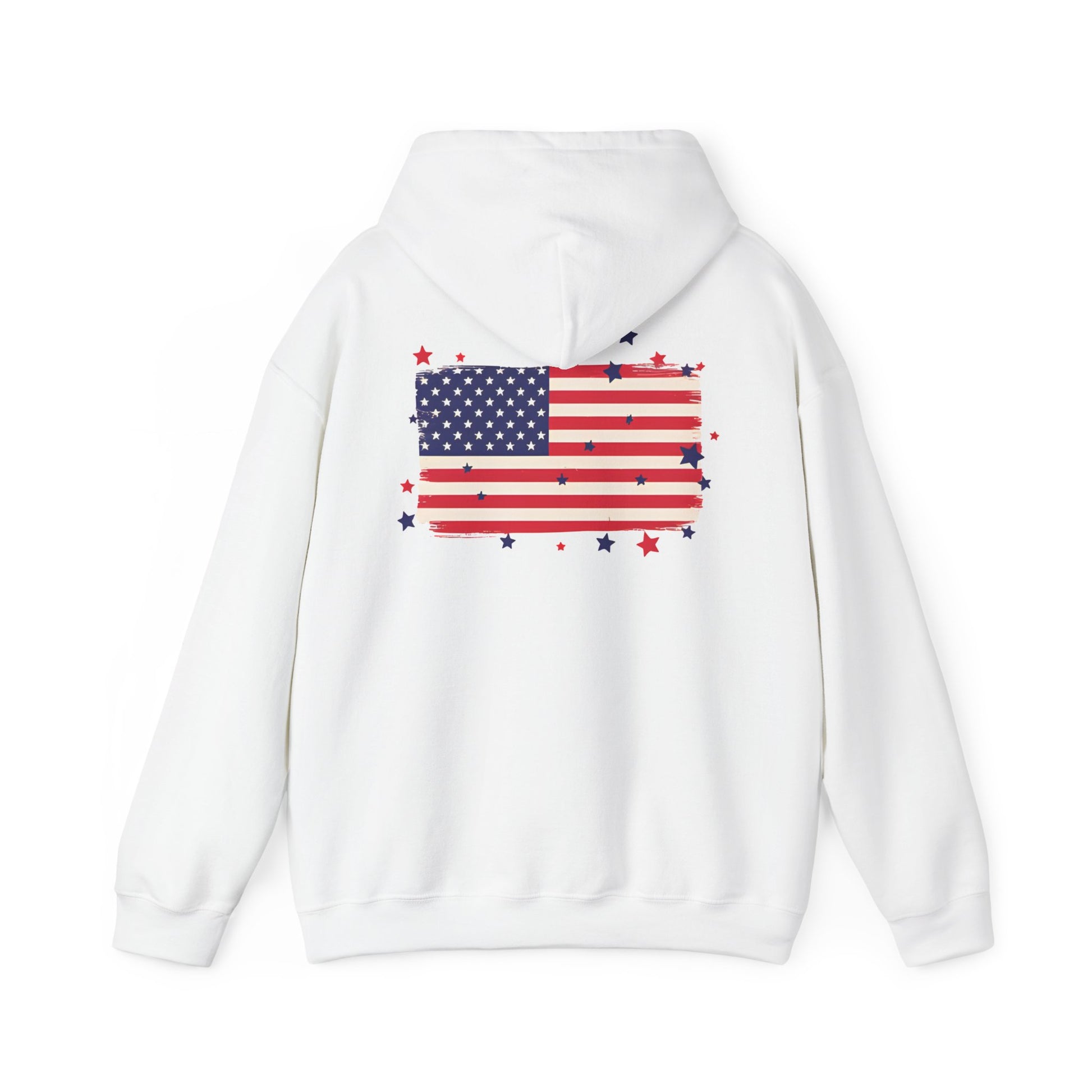 Patriotic Hooded Sweatshirt with Stars and Stripes