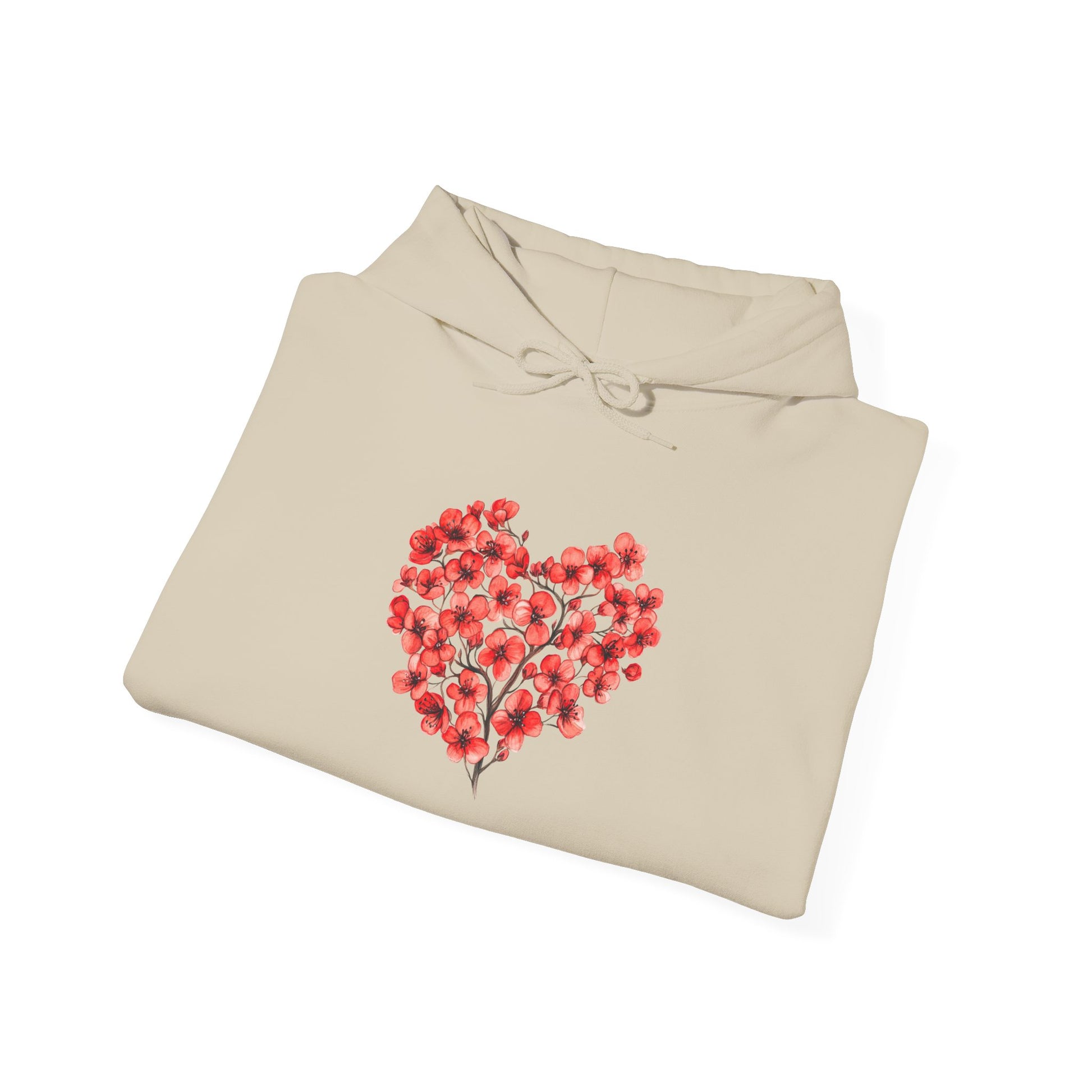 Heart Bouquet Hoodie — Floral Heart Pullover with Elbow Hearts