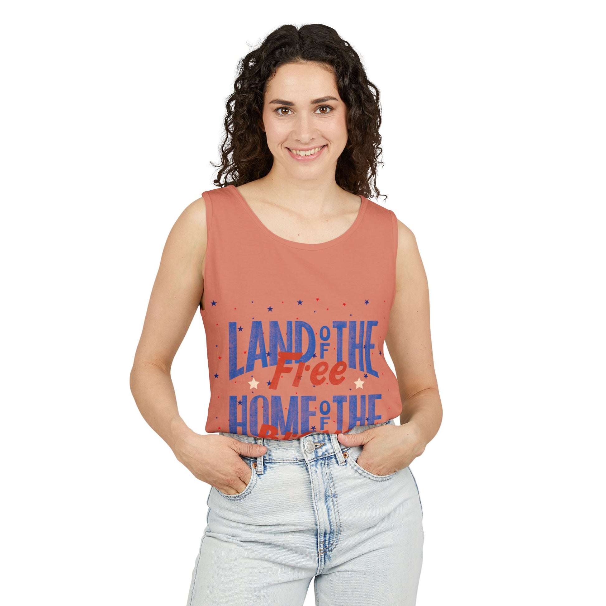 Patriotic "Land of the Free, Home of the Brave" Tank Top