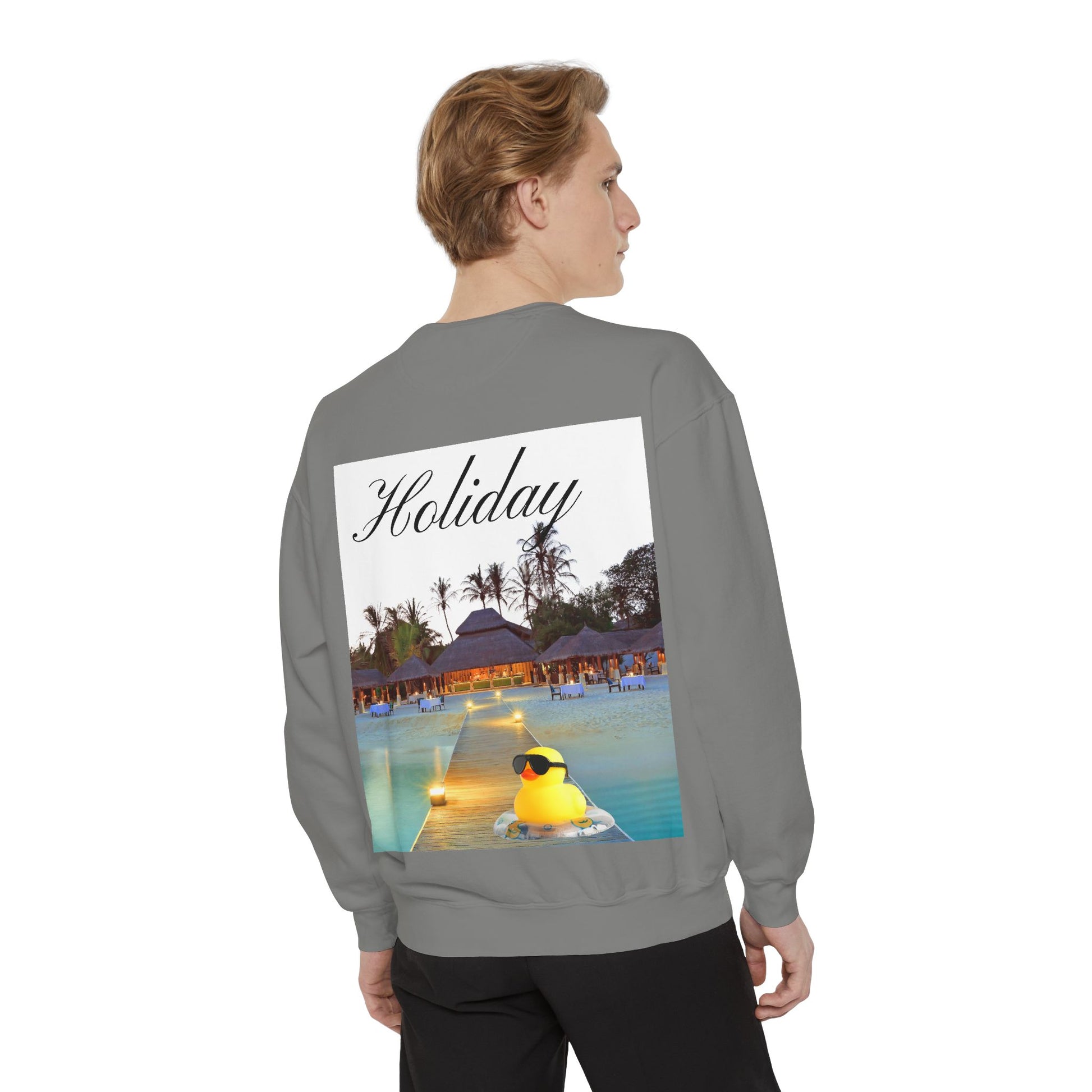 Holiday Rubber Duck Sweatshirt — Tropical Beach Graphic Sweatshirt