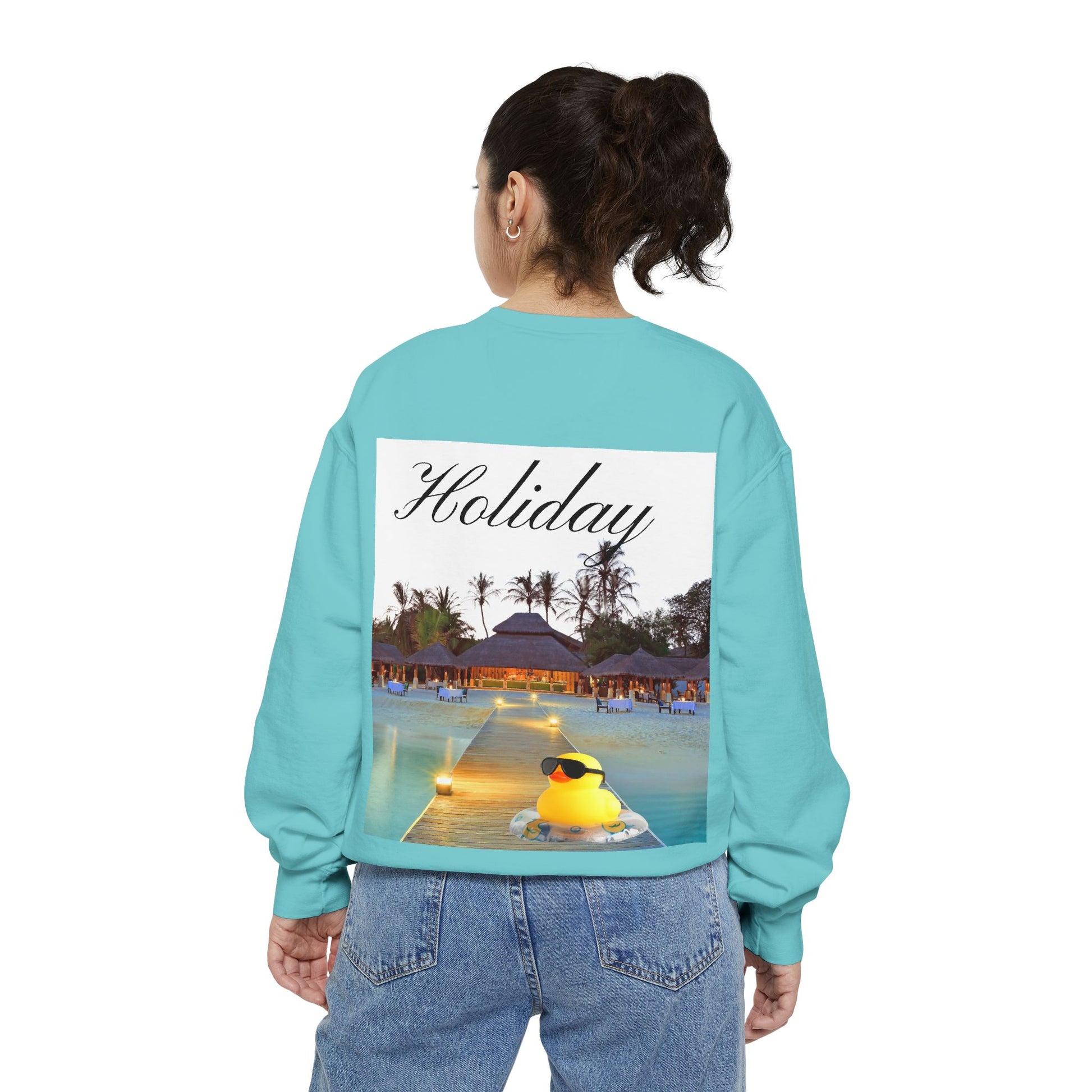 Holiday Rubber Duck Sweatshirt — Tropical Beach Graphic Sweatshirt