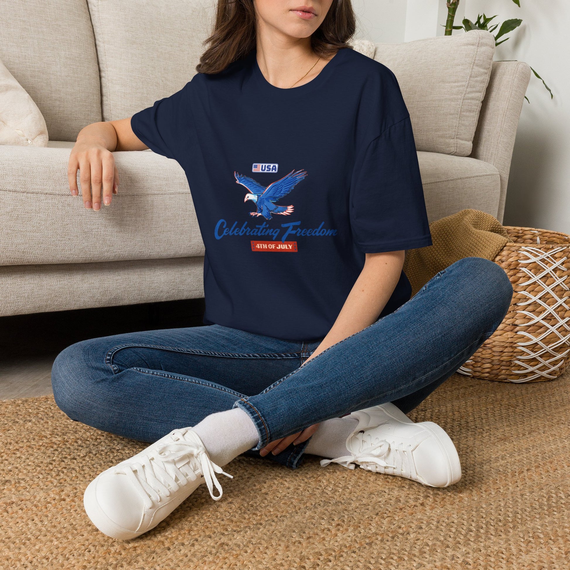 Patriotic Eagle T-Shirt — "Celebrating Freedom" USA Graphic Tee