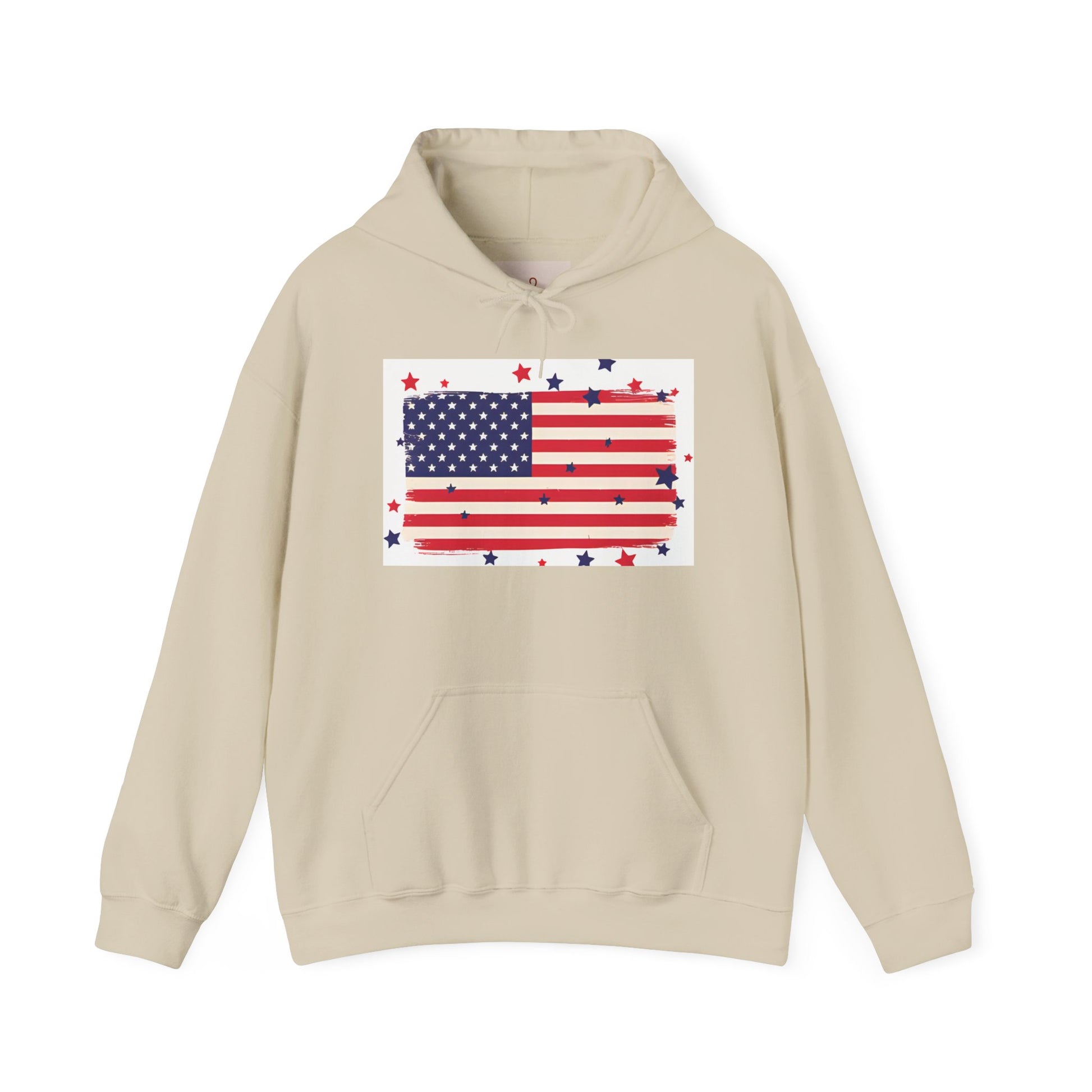 Patriotic Hooded Sweatshirt with Stars and Stripes