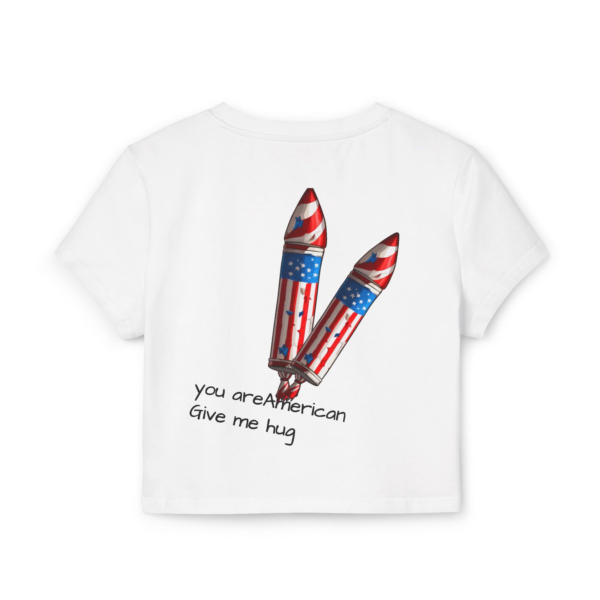 Patriotic Heart Baby Tee — American Flag Graphic Women's Crop Top