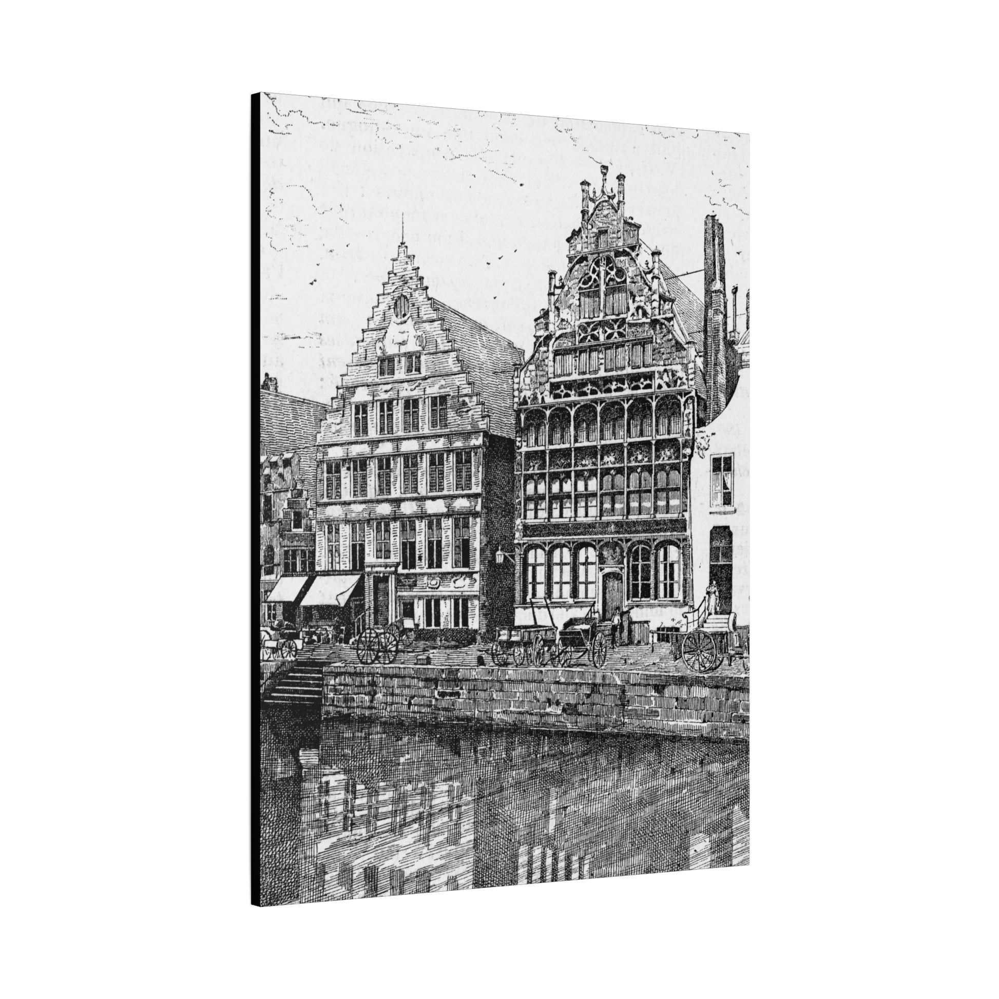 Artistic Matte Canvas Wall Art, Black and White Building Print, Home Decor