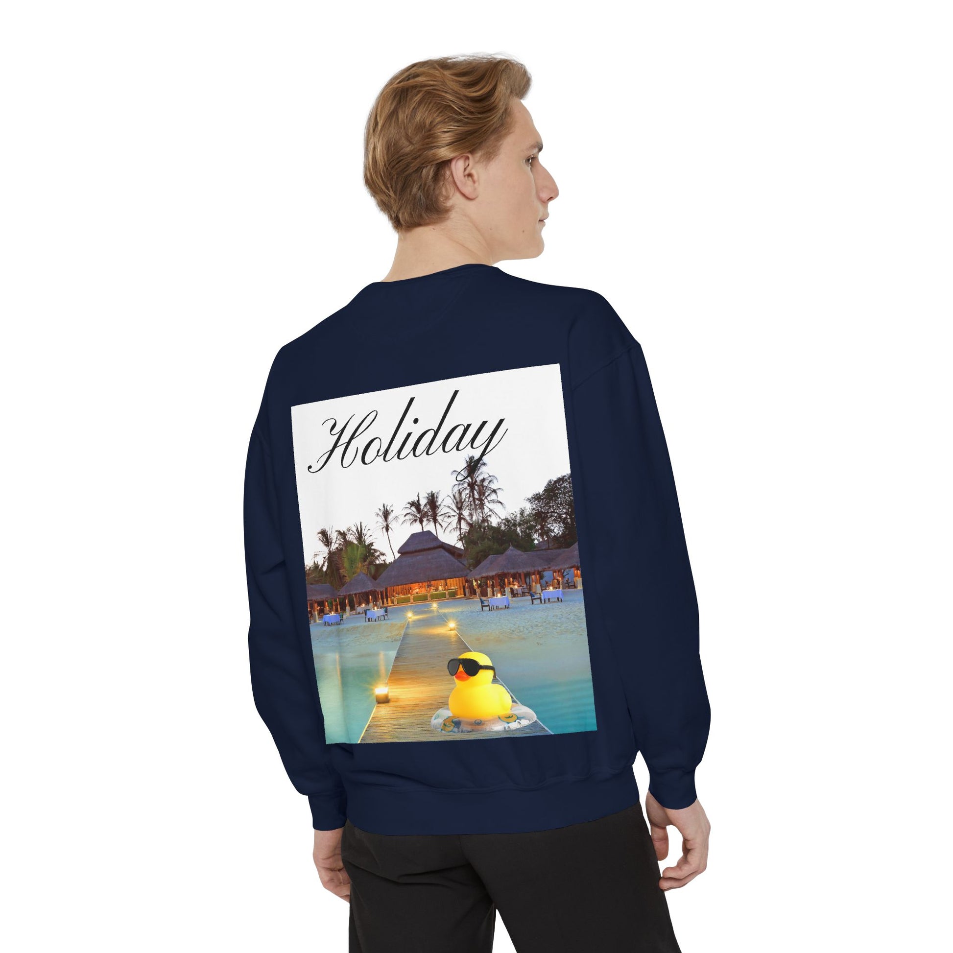 Holiday Rubber Duck Sweatshirt — Tropical Beach Graphic Sweatshirt