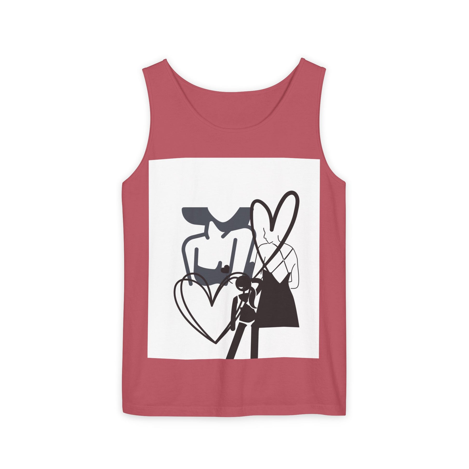 Abstract Love Graphic Tank Top — Minimalist Couple Heart Artwork