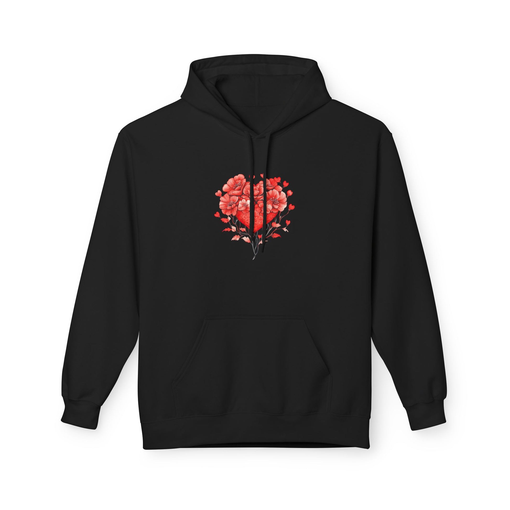 Heart of Roses Hoodie — Floral Heart Graphic Sweatshirt for Valentine's Day