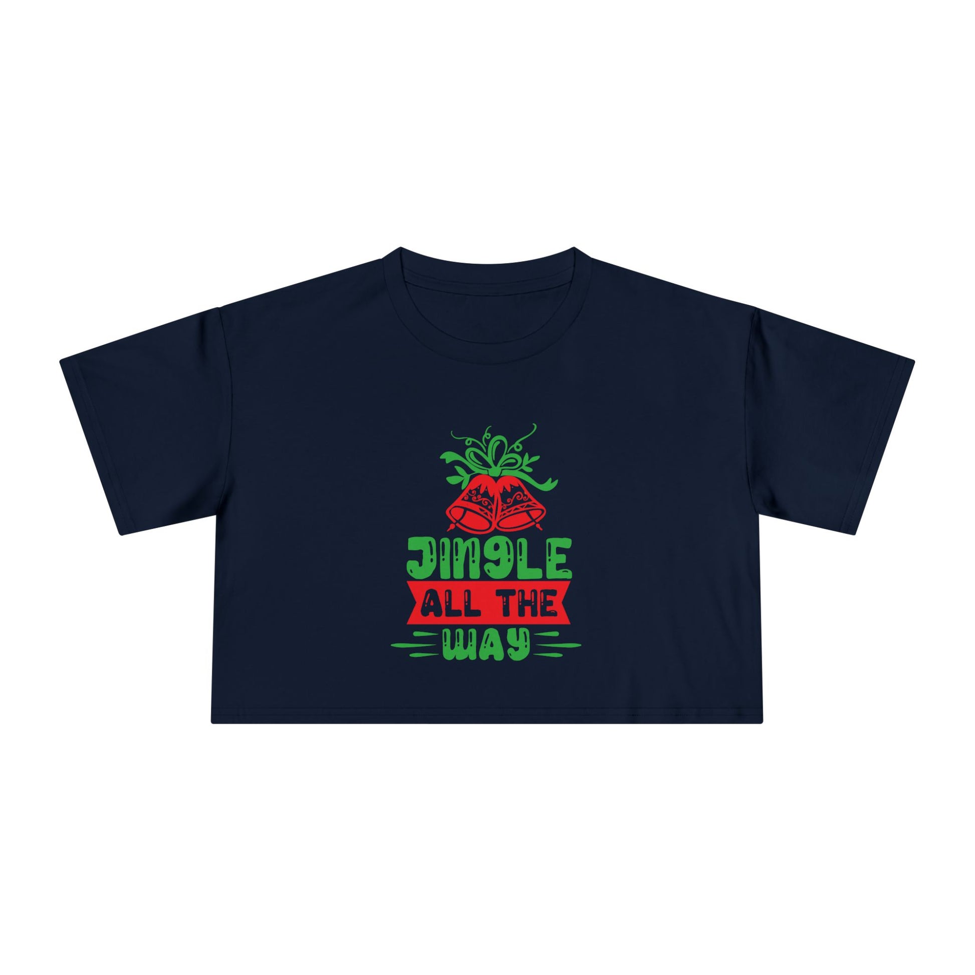 Crop Tee — "Jingle All the Way" Festive Women's Christmas Crop Top