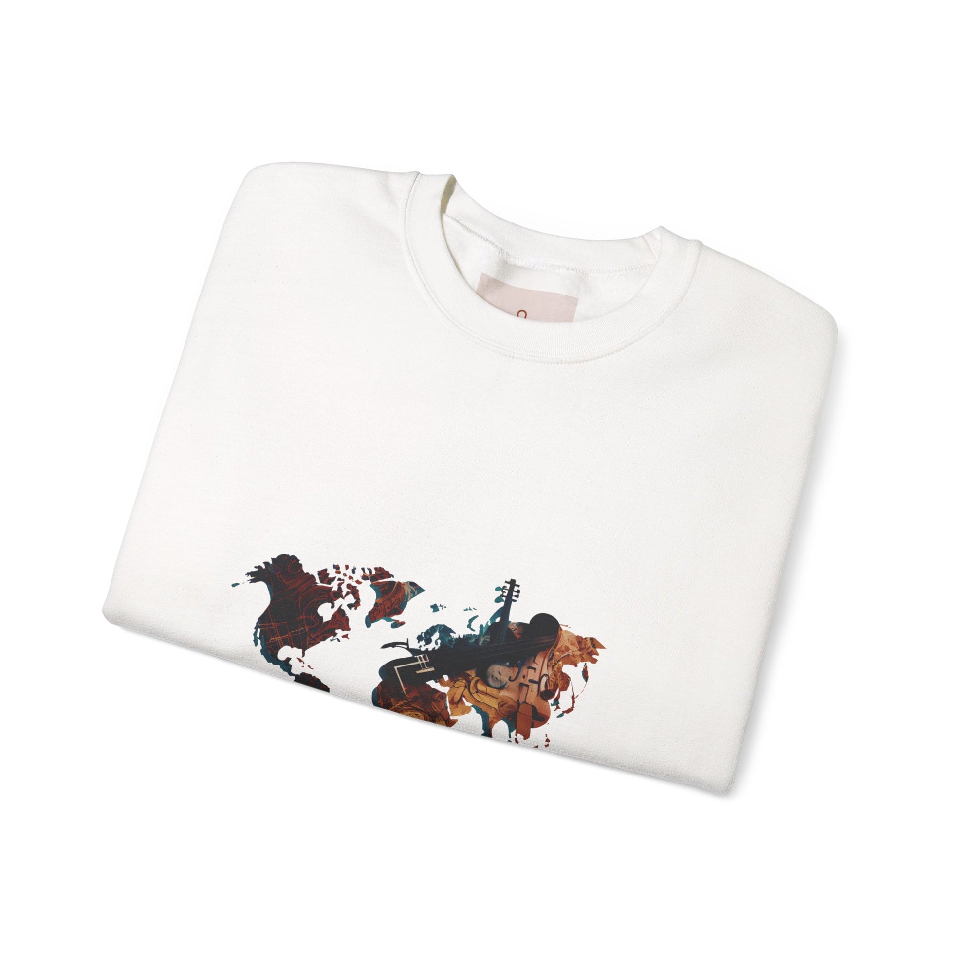 World Map Marble Crewneck Sweatshirt — Artistic Travel Map Pullover